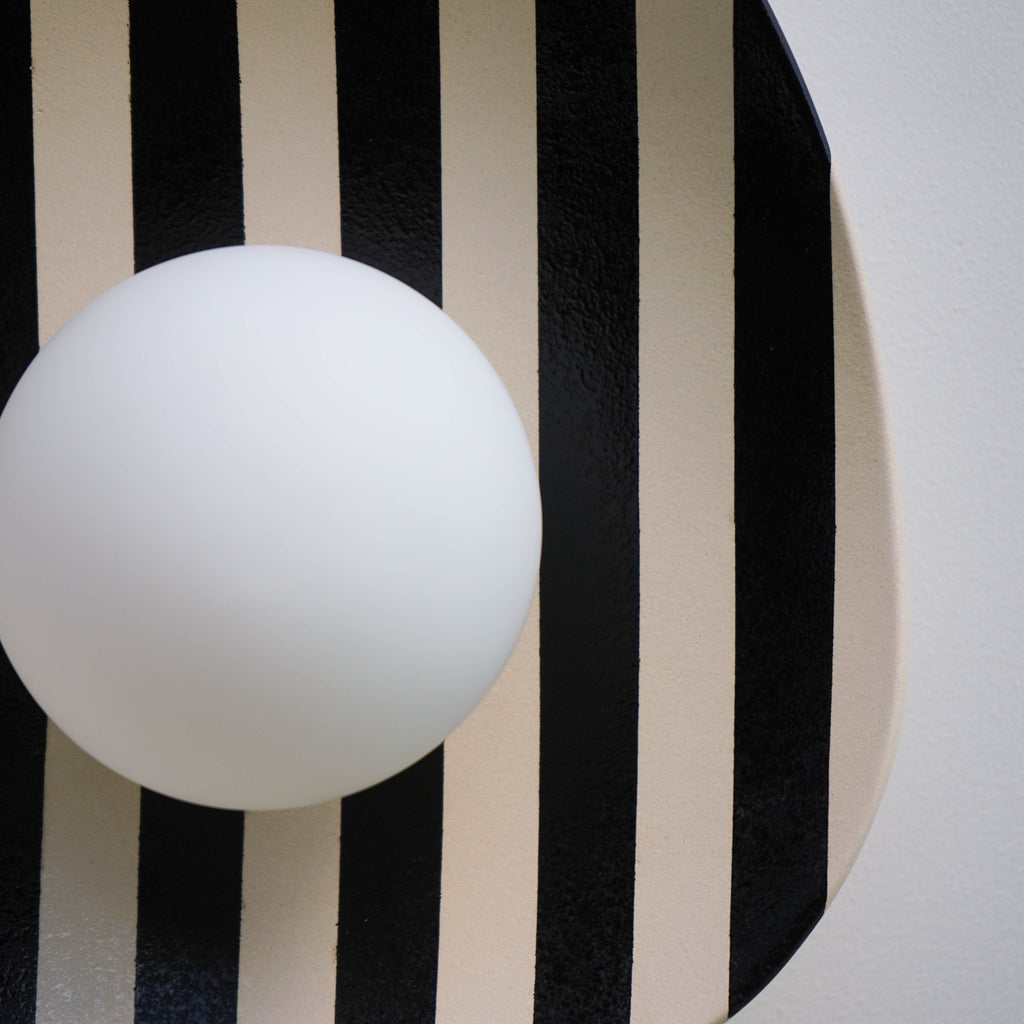 Black and White Striped Ceramic Wall Light / Sconce