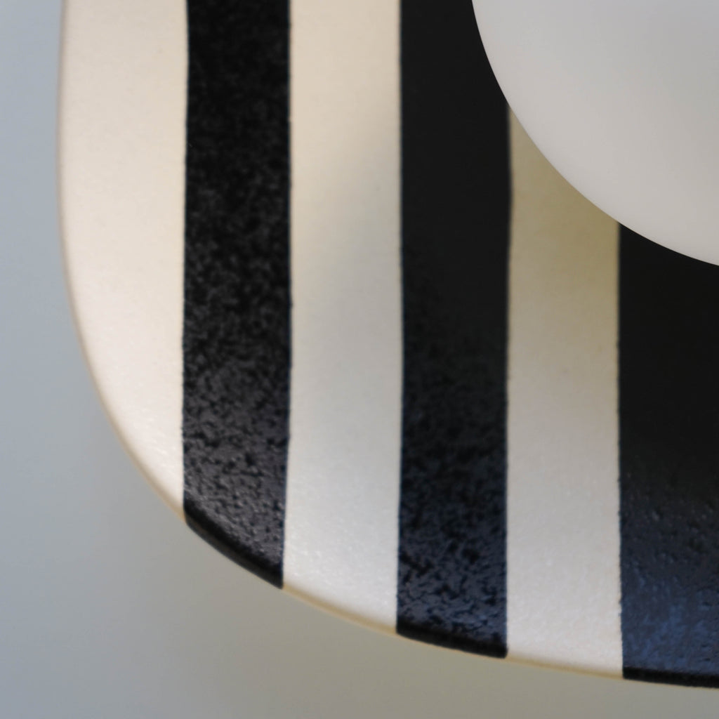 Black and White Striped Ceramic Wall Light / Sconce