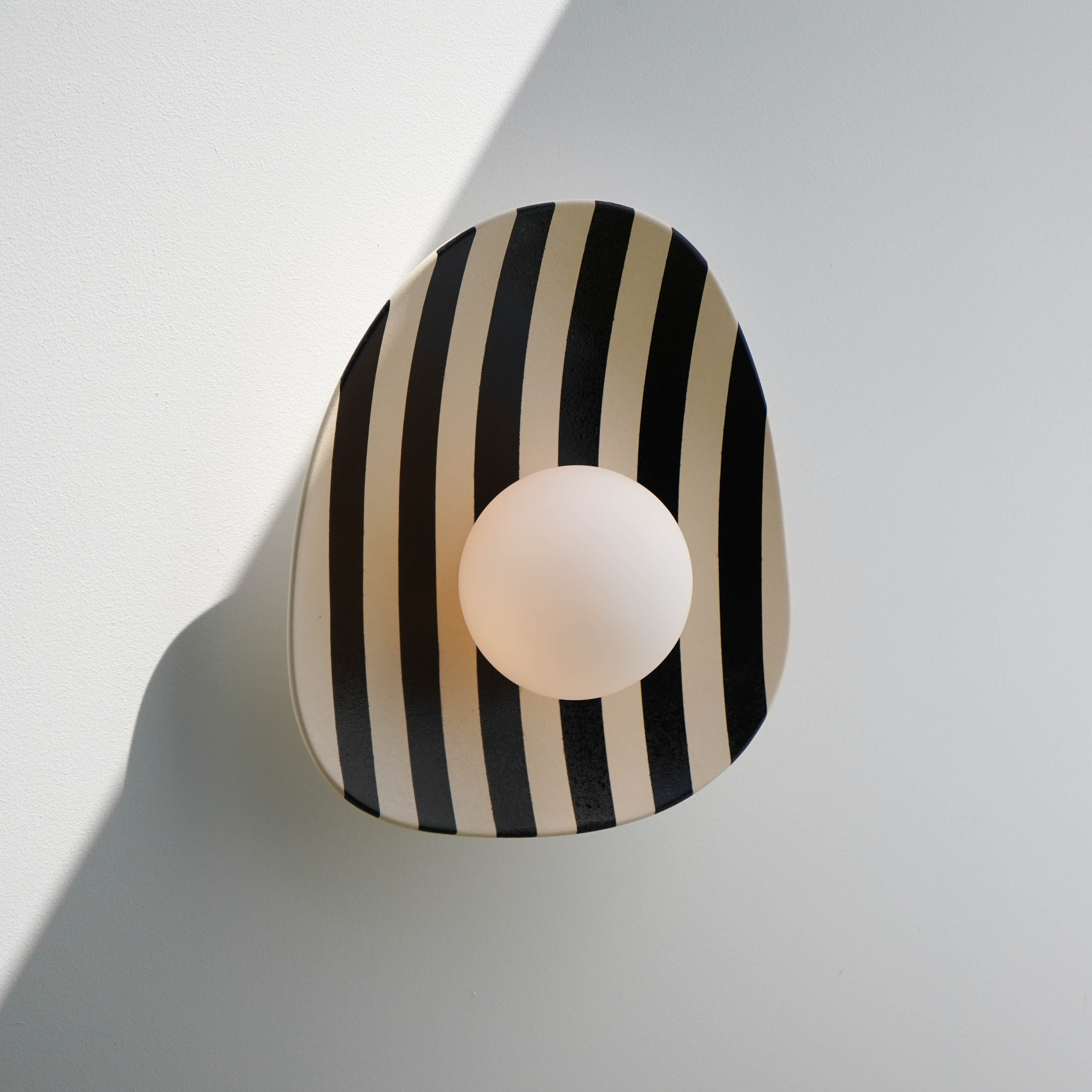 Black and White Striped Ceramic Wall Light / Sconce