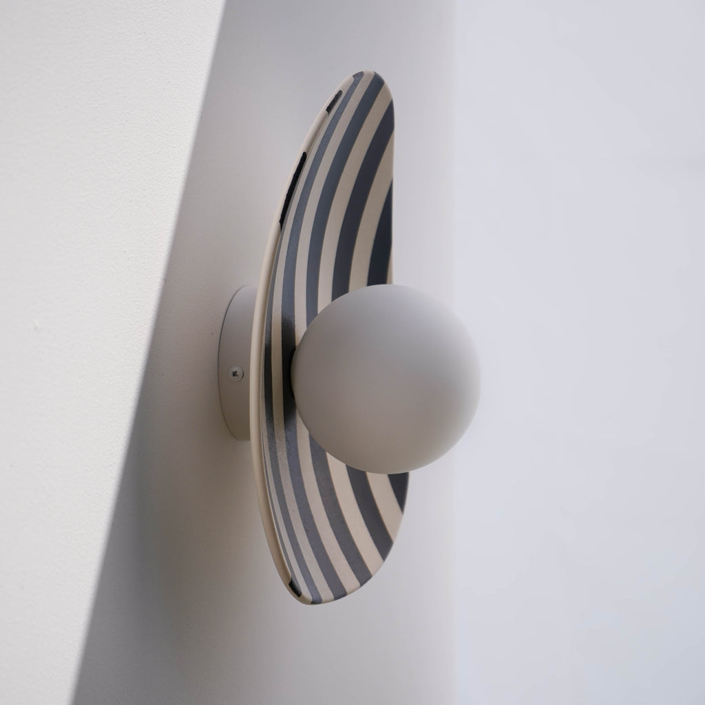 Black and White Striped Ceramic Wall Light / Sconce