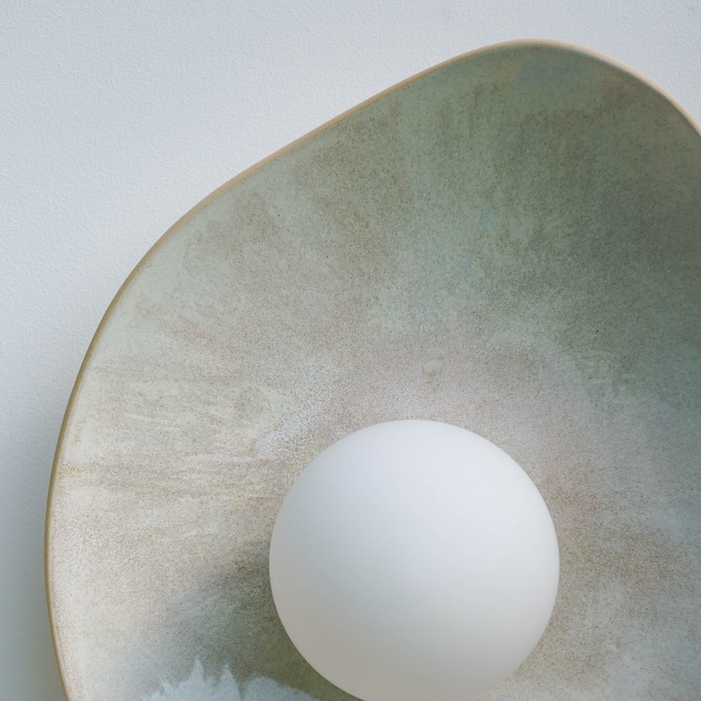 Grey, Beige, and Blue Hues Ceramic Wall Lamp / Sconce