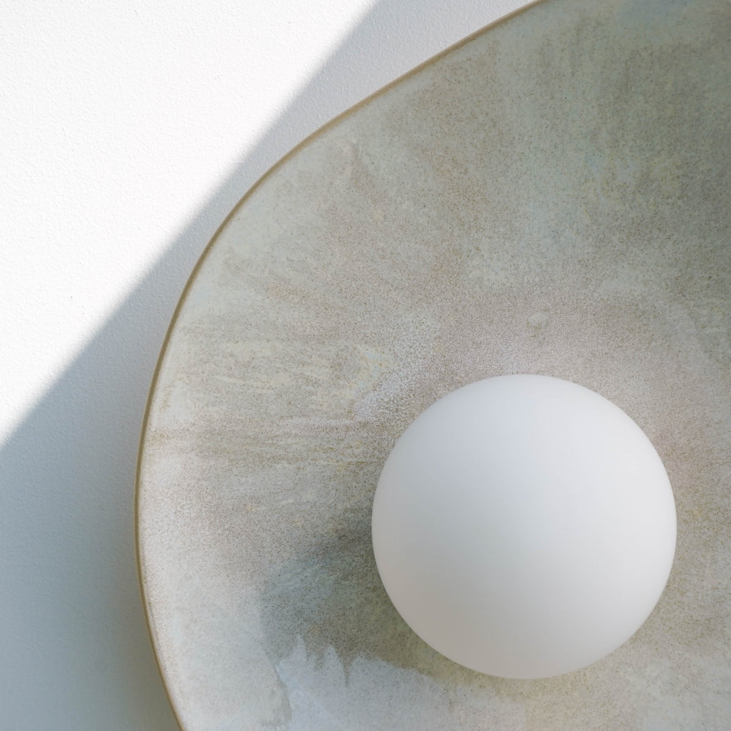 Grey, Beige, and Blue Hues Ceramic Wall Lamp / Sconce