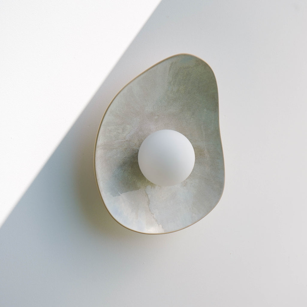 Grey, Beige, and Blue Hues Ceramic Wall Lamp / Sconce