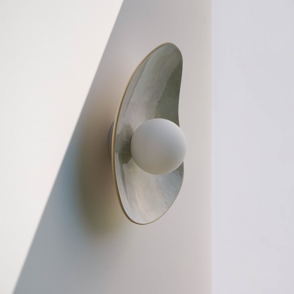 Grey, Beige, and Blue Hues Ceramic Wall Lamp / Sconce