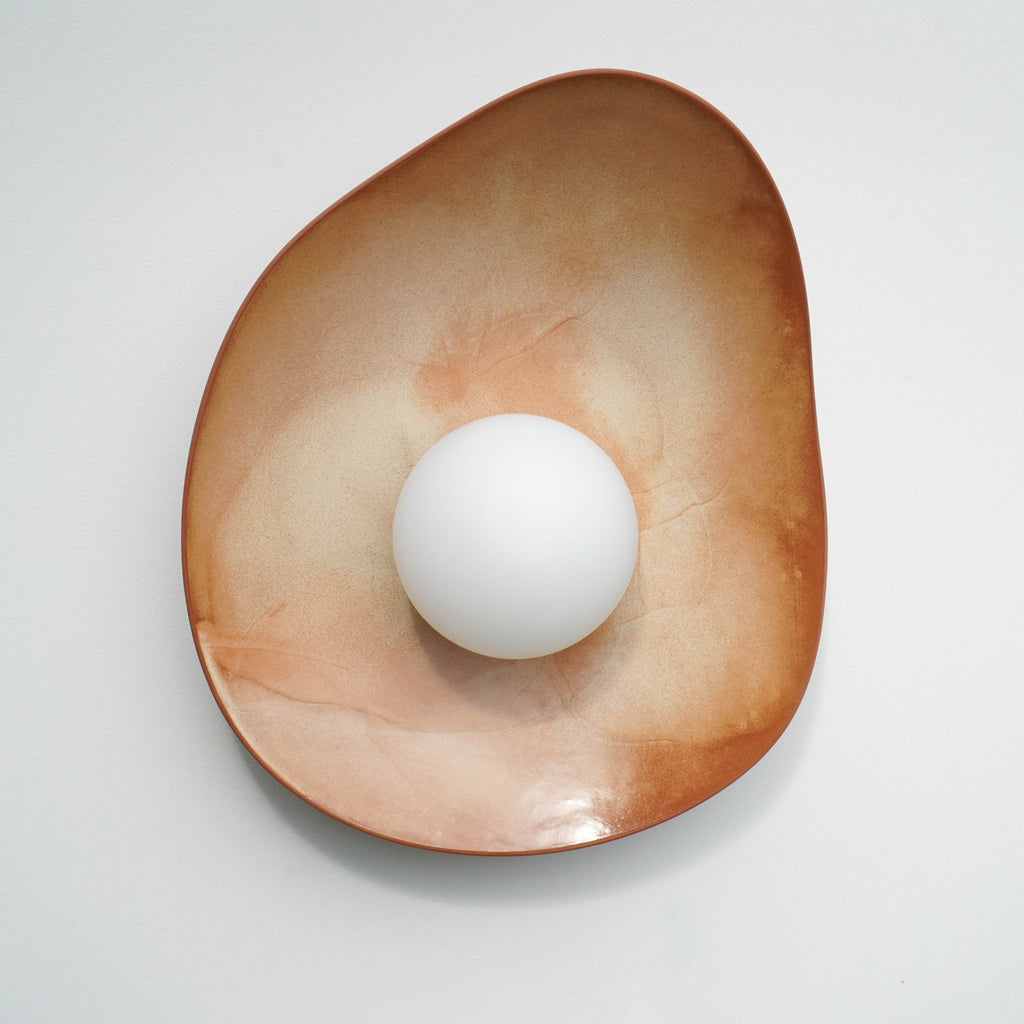 Warm Leather Brown Ceramic Wall Lamp / Sconce