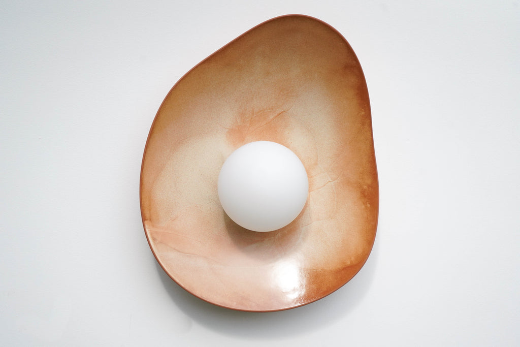 Warm Leather Brown Ceramic Wall Lamp / Sconce