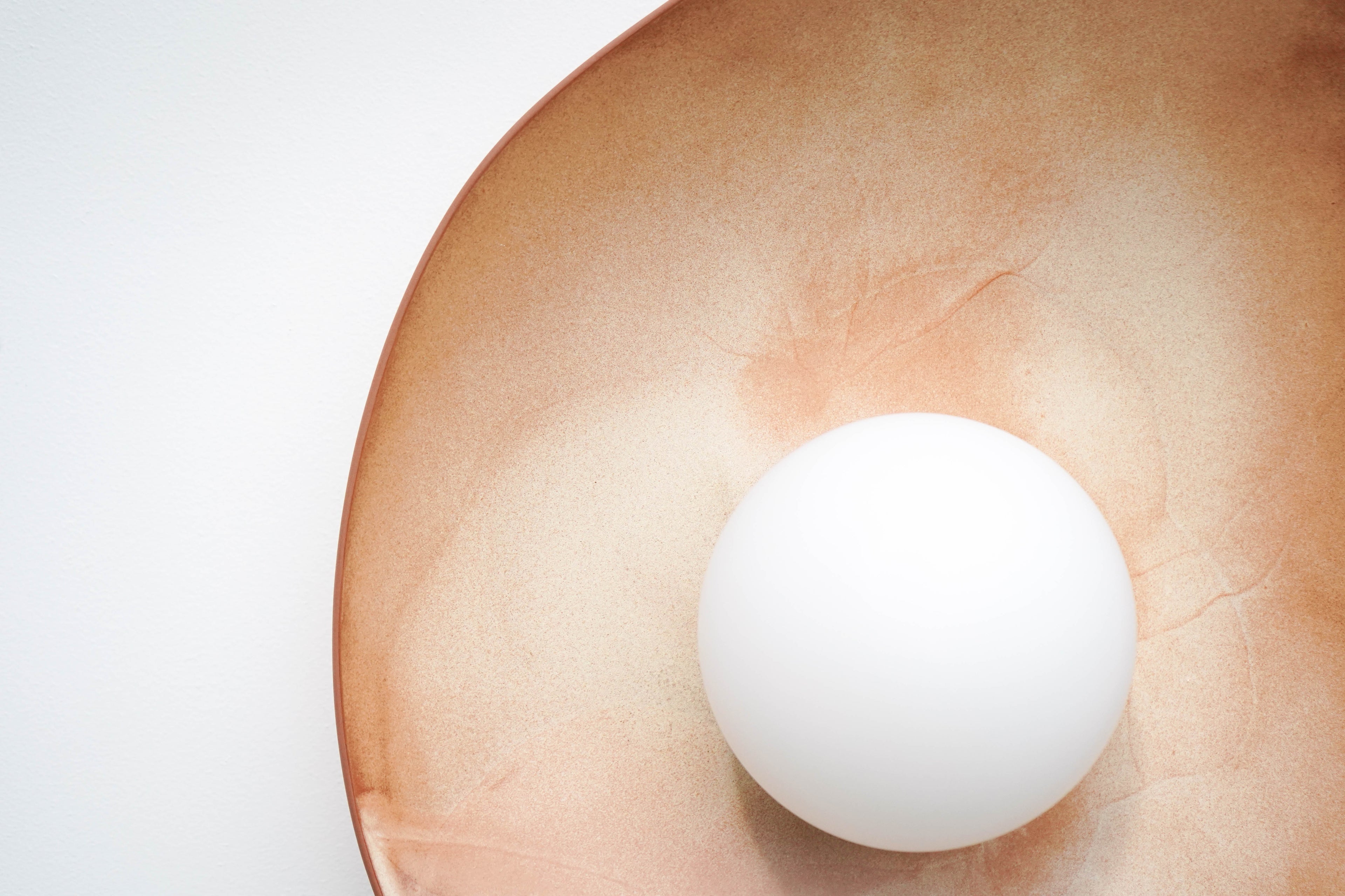 Warm Leather Brown Ceramic Wall Lamp / Sconce