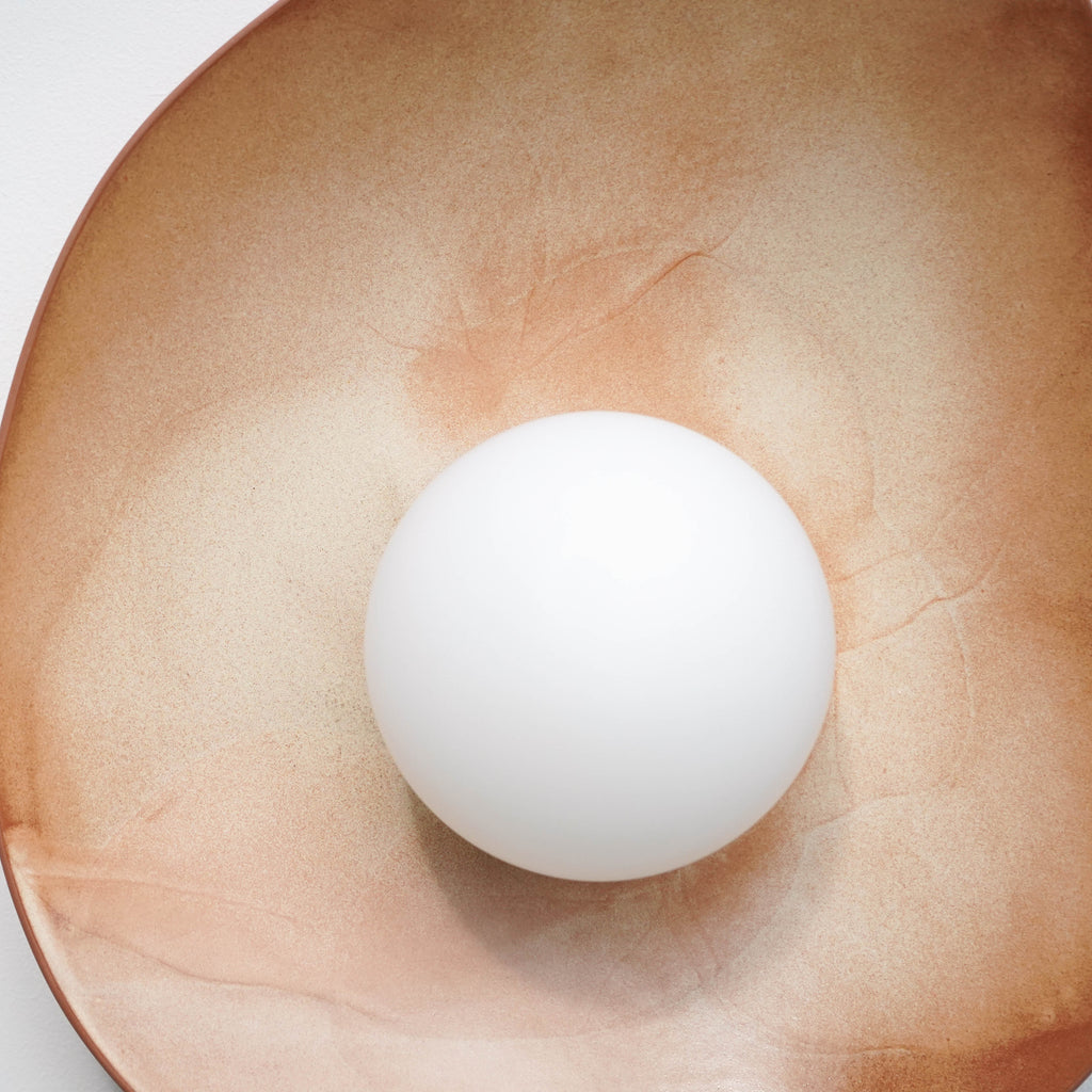 Warm Leather Brown Ceramic Wall Lamp / Sconce