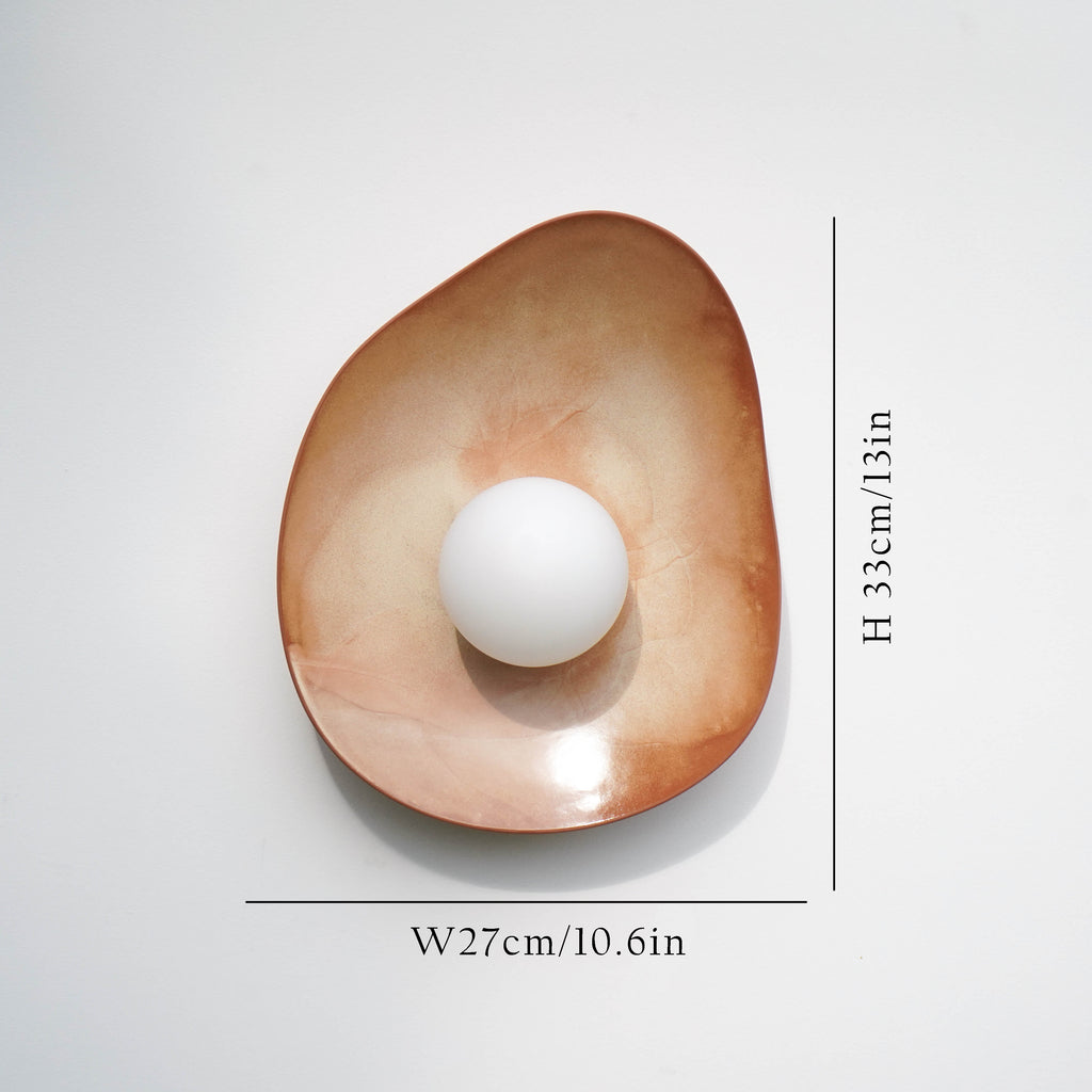 Warm Leather Brown Ceramic Wall Lamp / Sconce