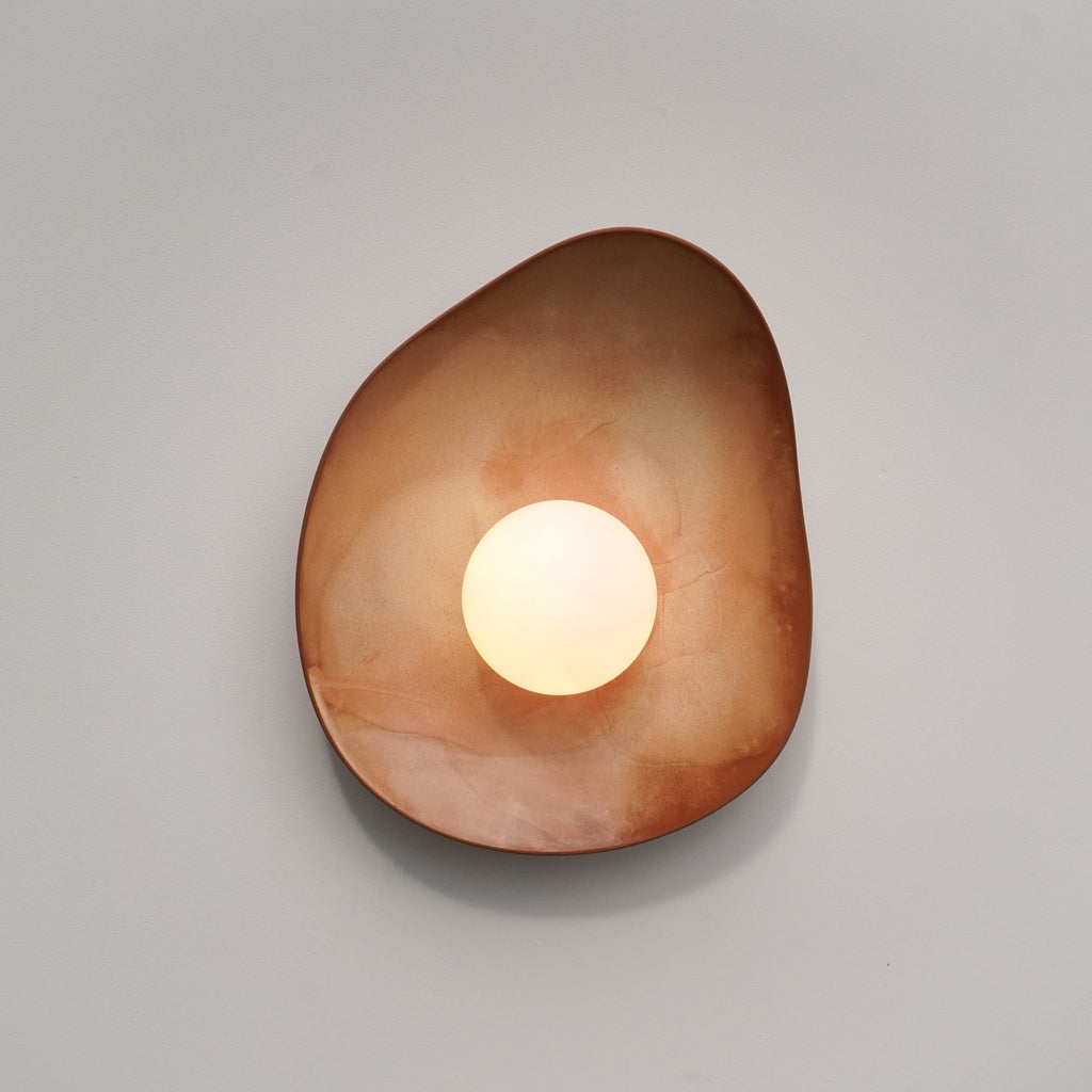 Warm Leather Brown Ceramic Wall Lamp / Sconce