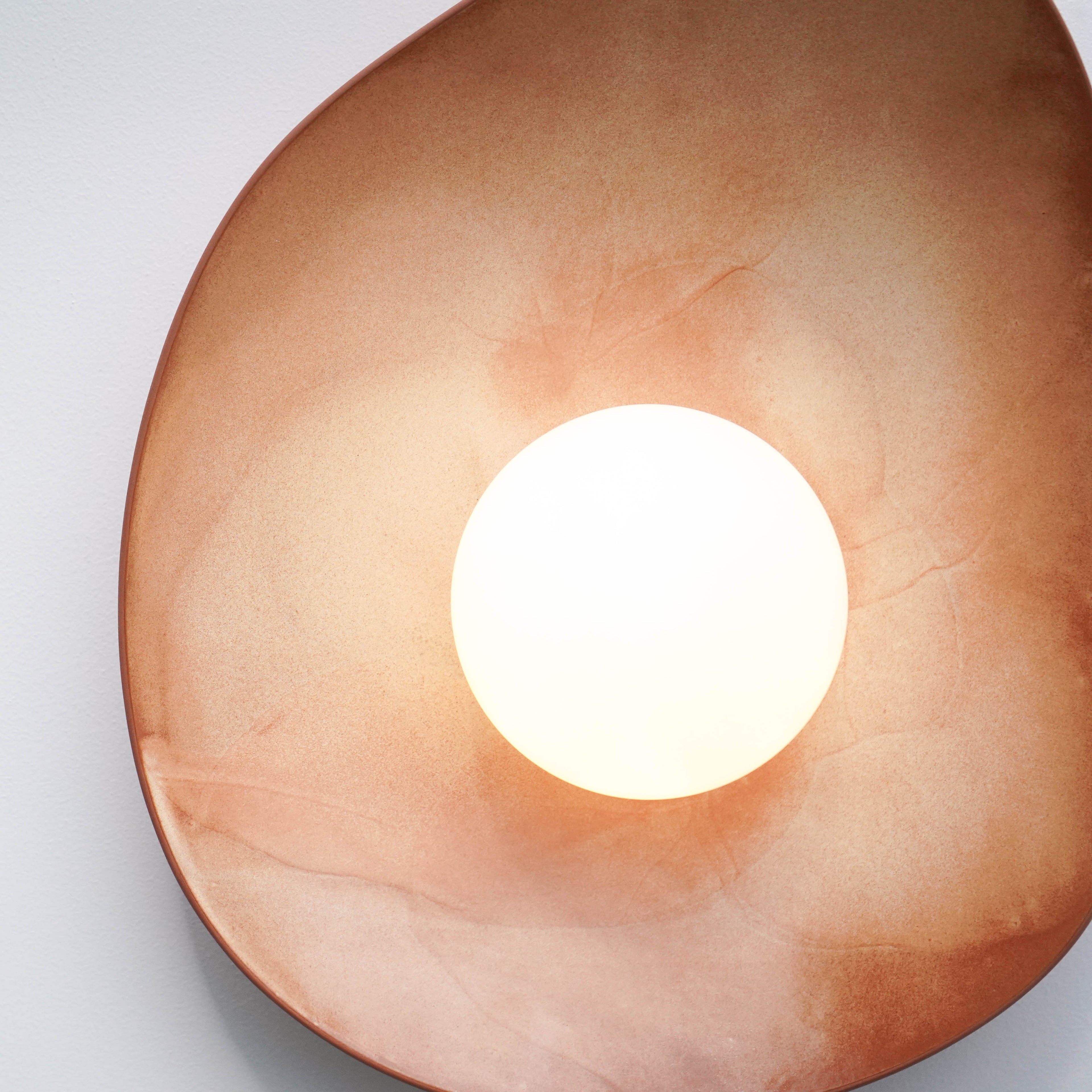 Warm Leather Brown Ceramic Wall Lamp / Sconce