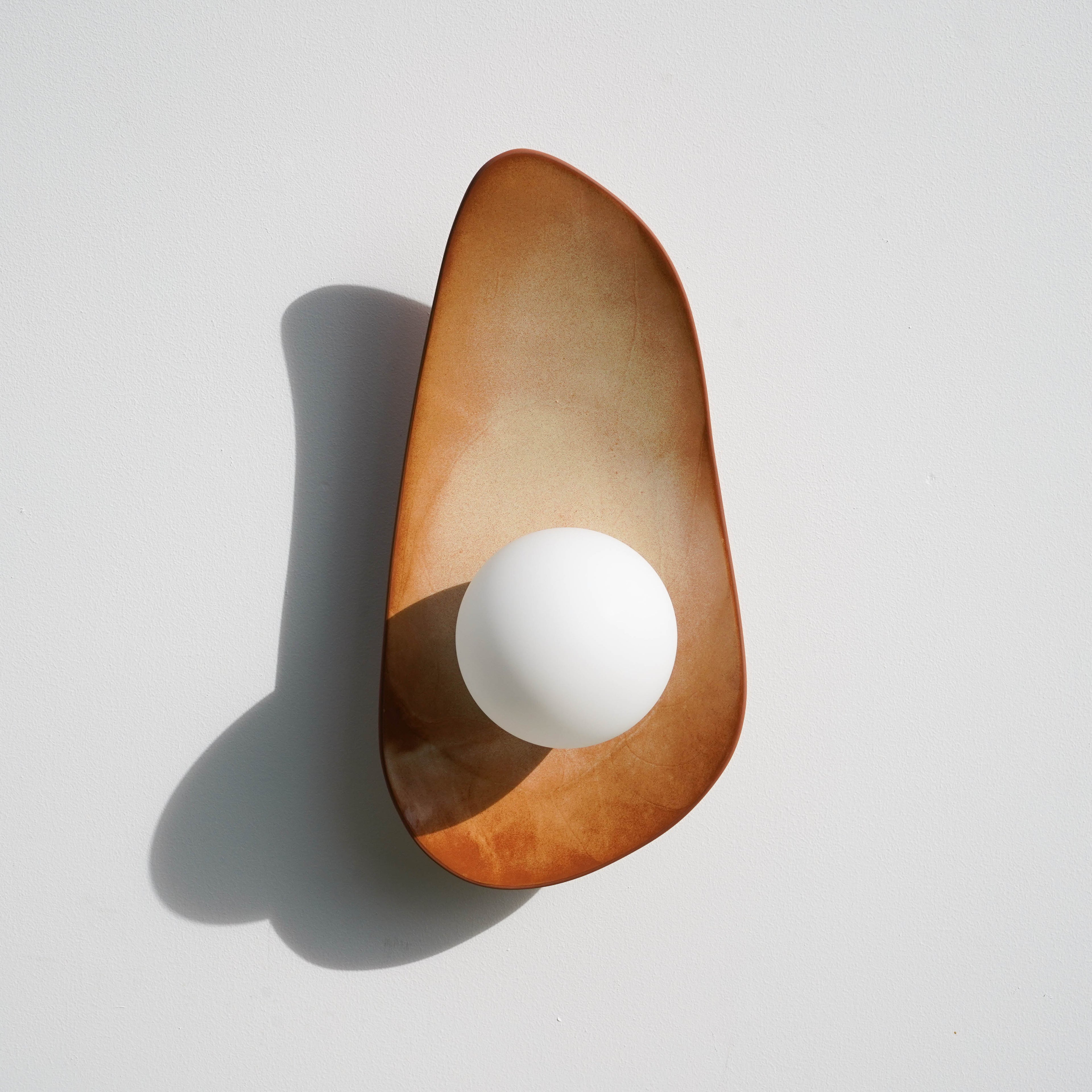 Warm Leather Brown Ceramic Wall Lamp / Sconce