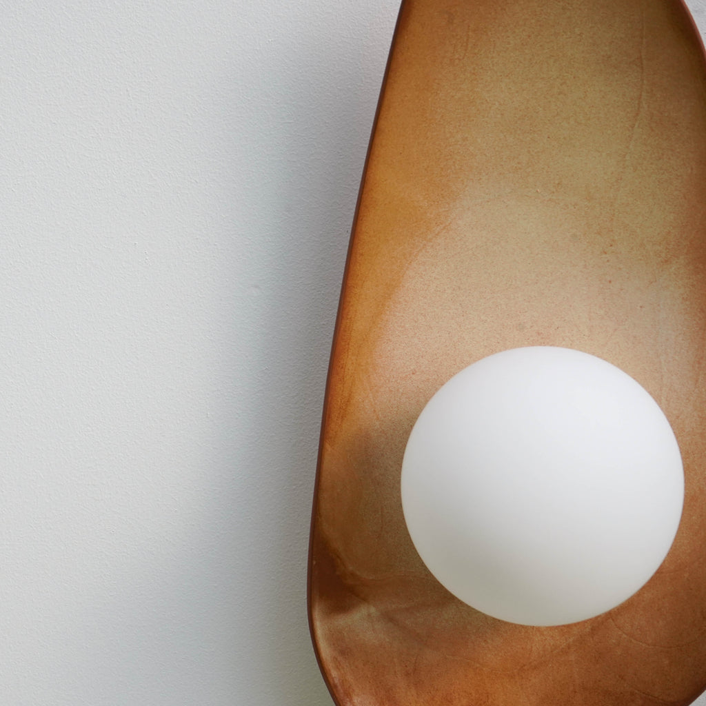 Warm Leather Brown Ceramic Wall Lamp / Sconce