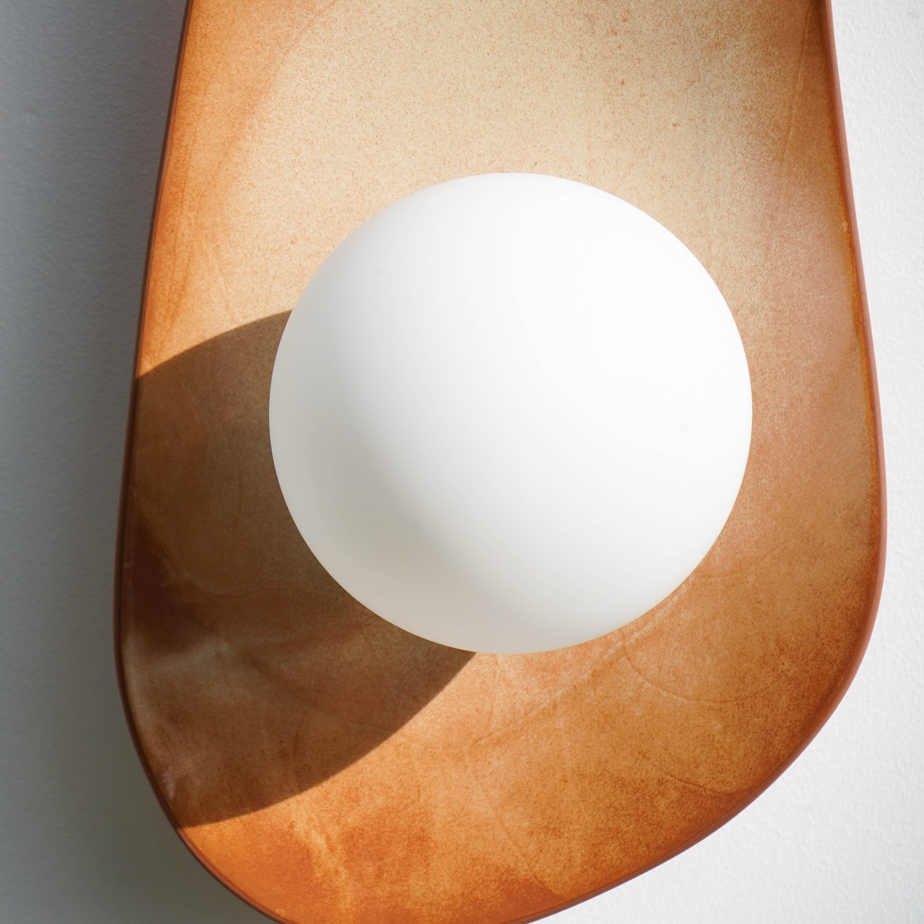 Warm Leather Brown Ceramic Wall Lamp / Sconce