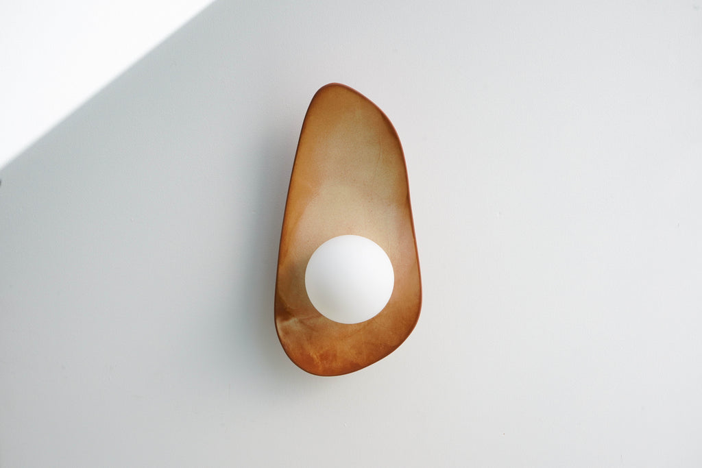 Warm Leather Brown Ceramic Wall Lamp / Sconce