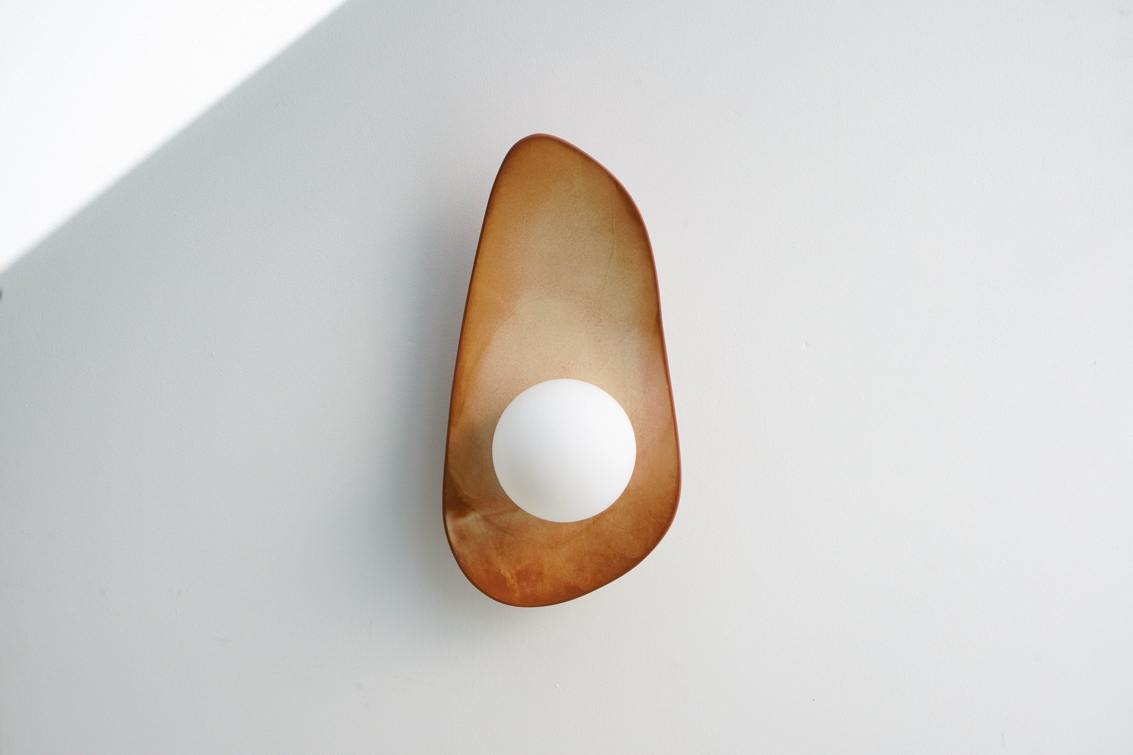 Warm Leather Brown Ceramic Wall Lamp / Sconce