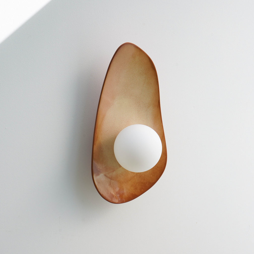 Warm Leather Brown Ceramic Wall Lamp / Sconce