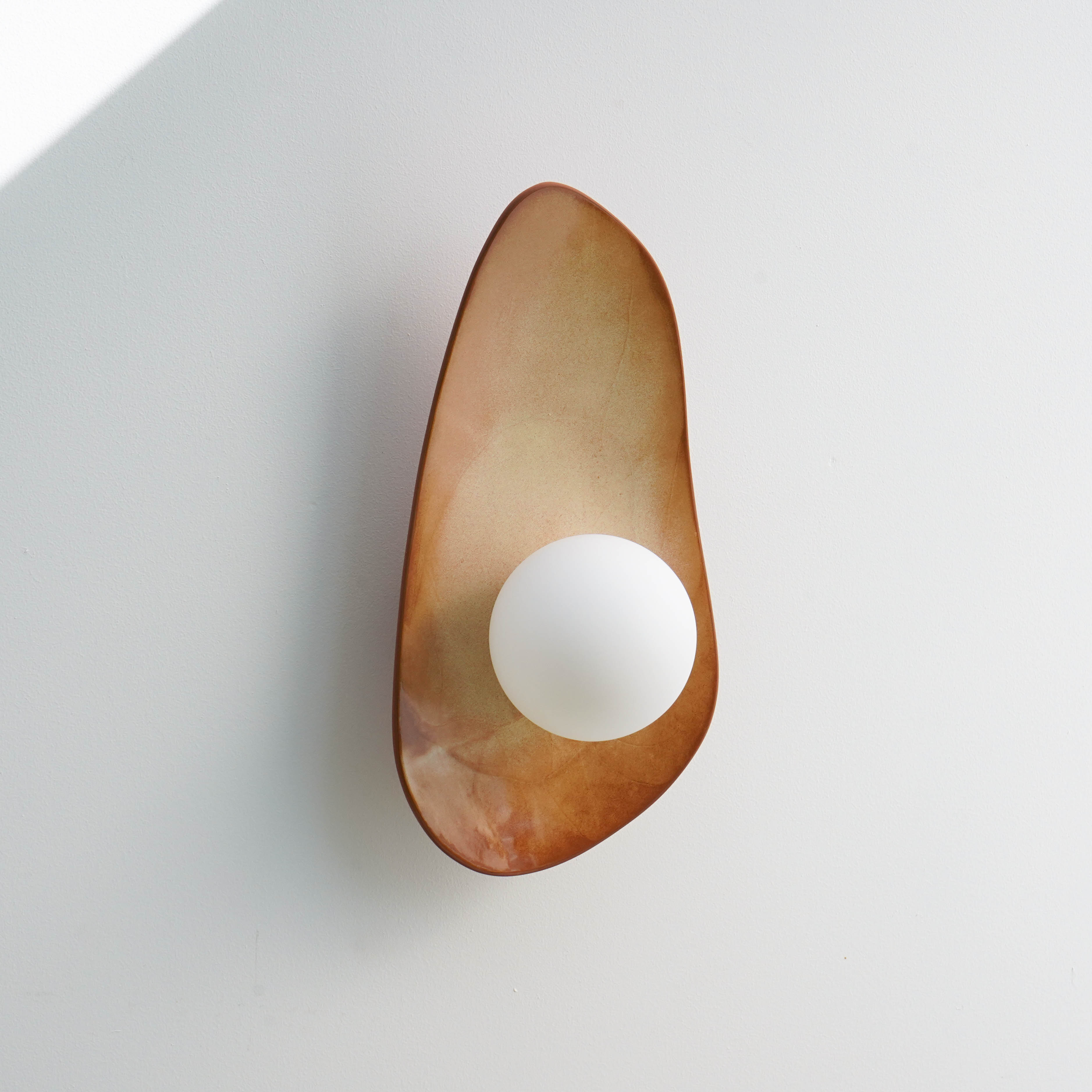 Warm Leather Brown Ceramic Wall Lamp / Sconce