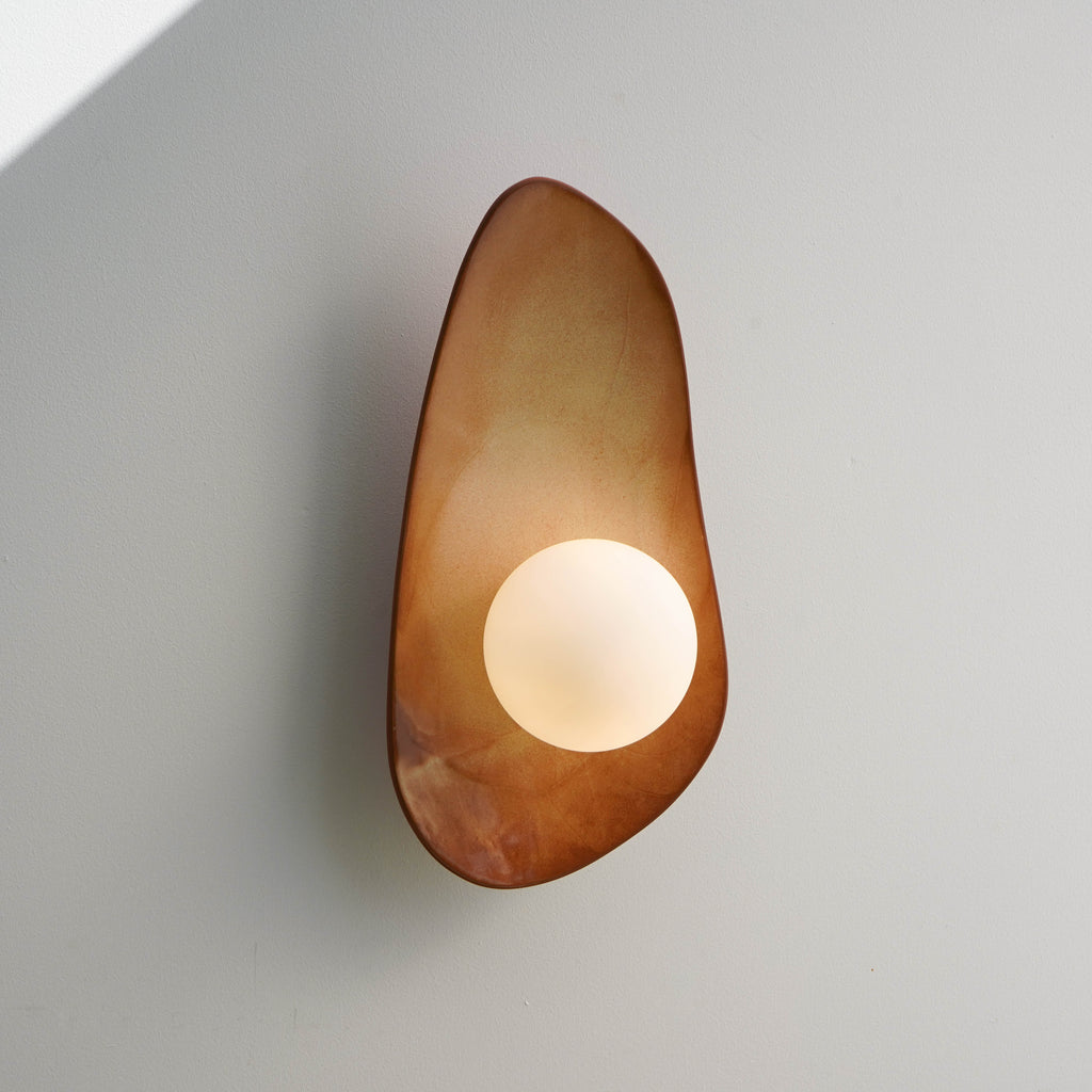 Warm Leather Brown Ceramic Wall Lamp / Sconce