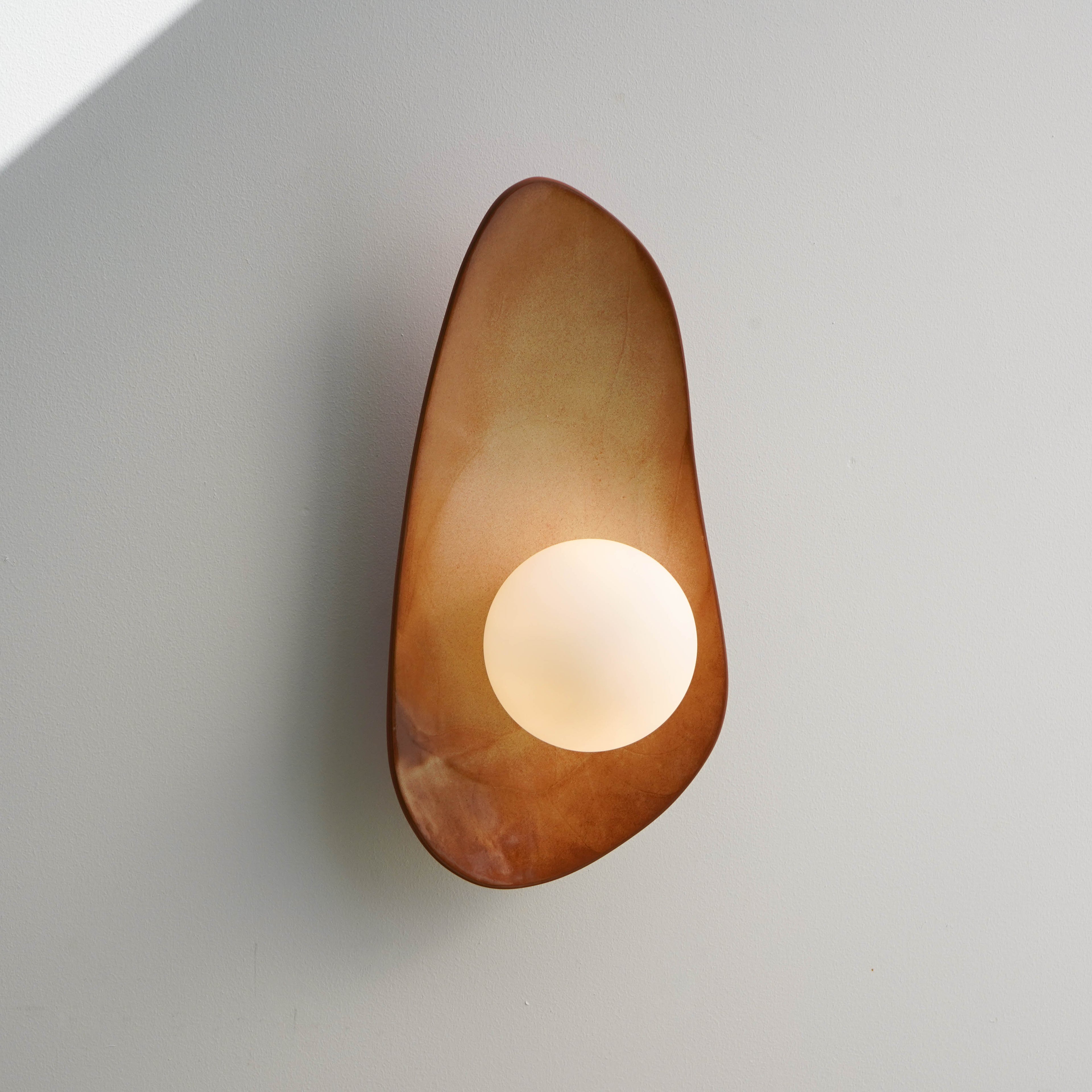 Warm Leather Brown Ceramic Wall Lamp / Sconce