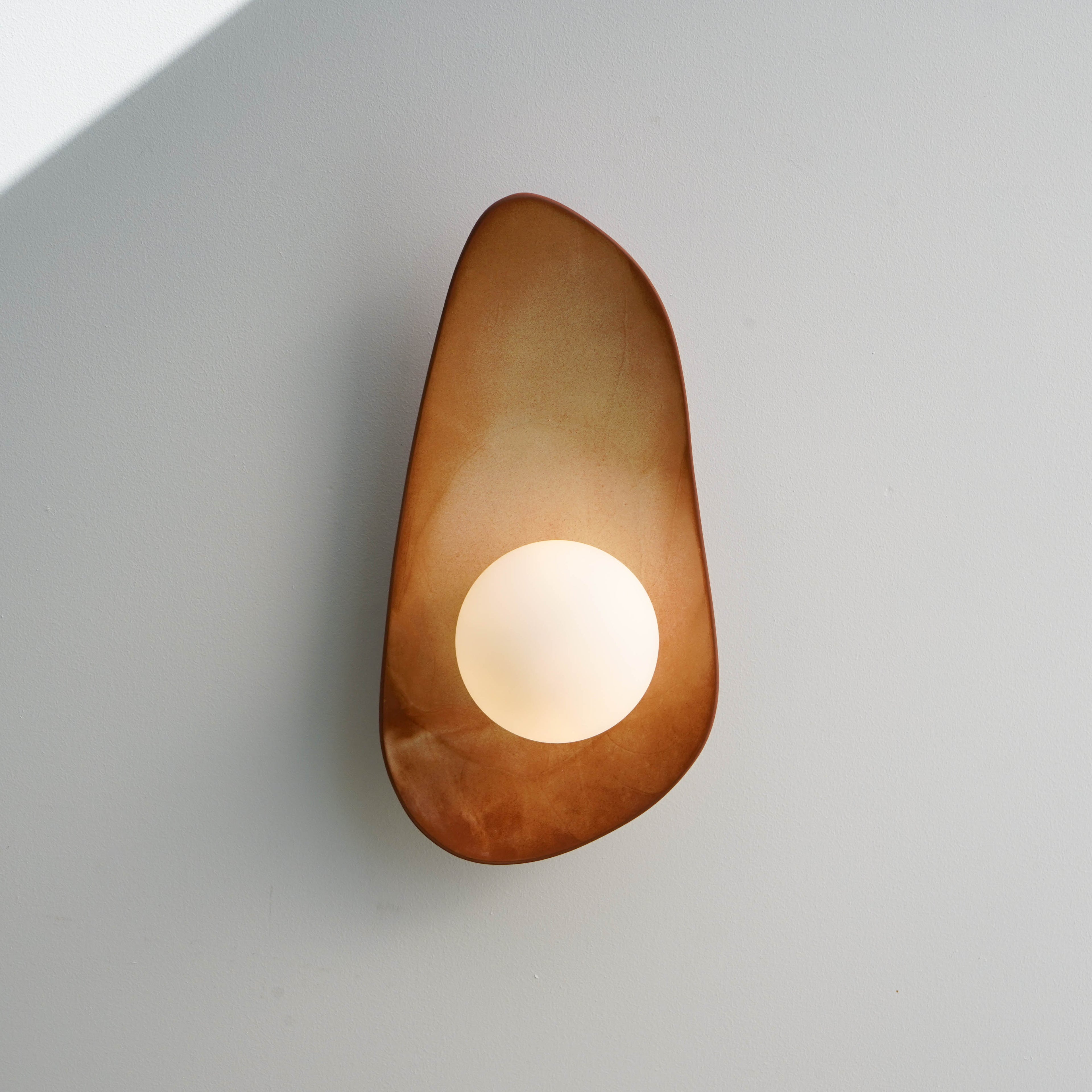 Warm Leather Brown Ceramic Wall Lamp / Sconce
