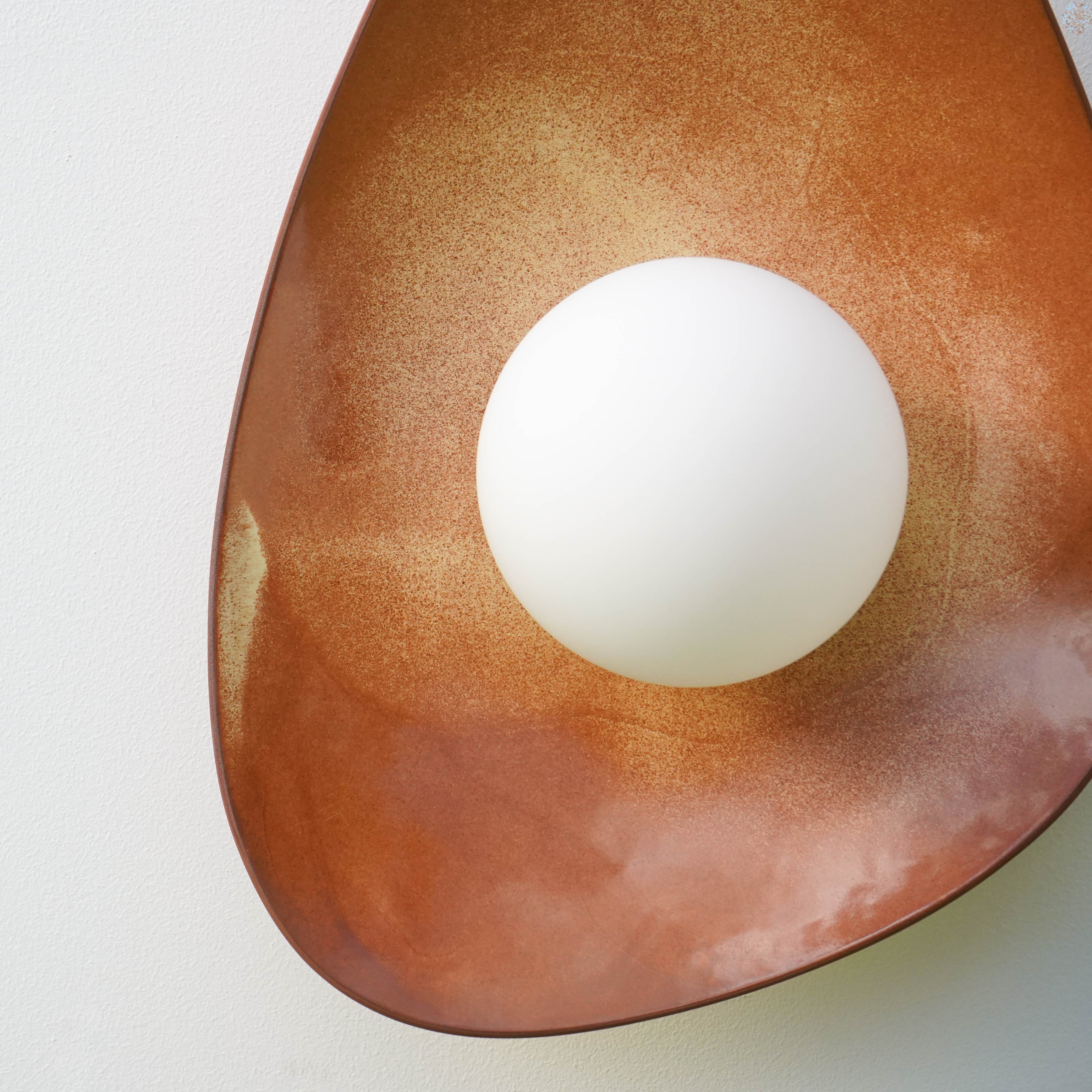 Warm Leather Brown Ceramic Wall Lamp / Sconce