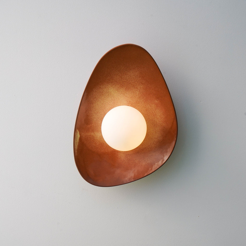 Warm Leather Brown Ceramic Wall Lamp / Sconce