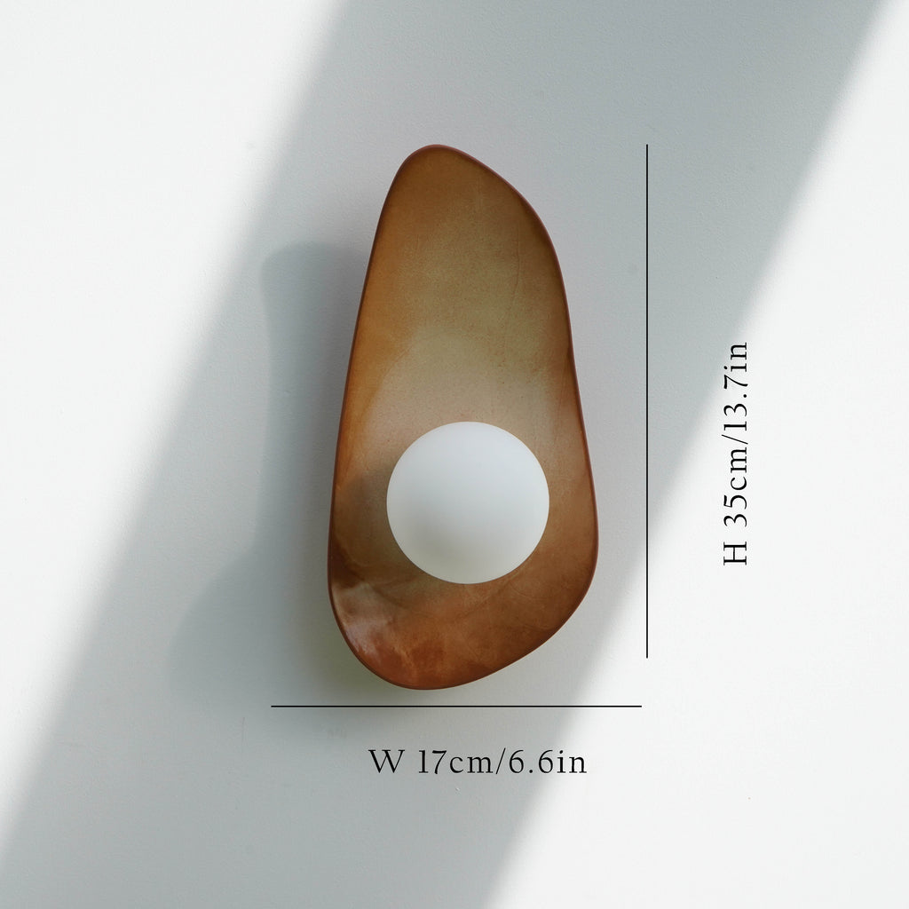 Warm Leather Brown Ceramic Wall Lamp / Sconce