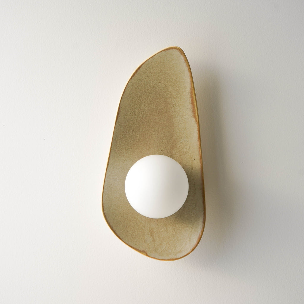 Handmade Chaki Green Ceramic Wall Lamp / Sconce