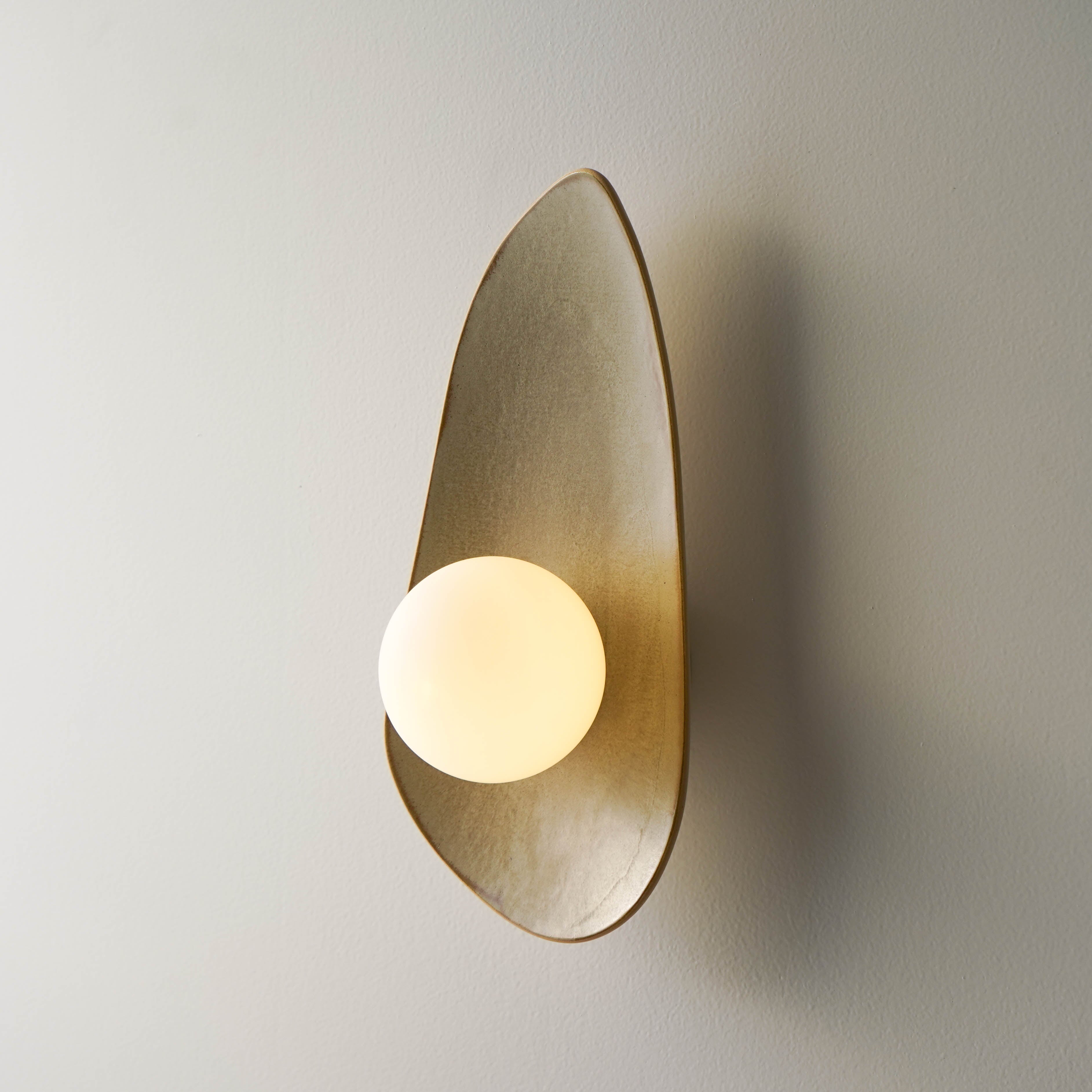 Handmade Chaki Green Ceramic Wall Lamp / Sconce