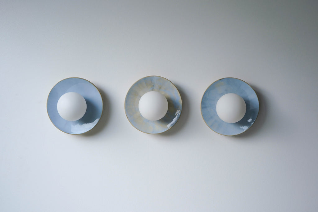 Light Blue Violet Ceramic Wall Lamp / Sconce