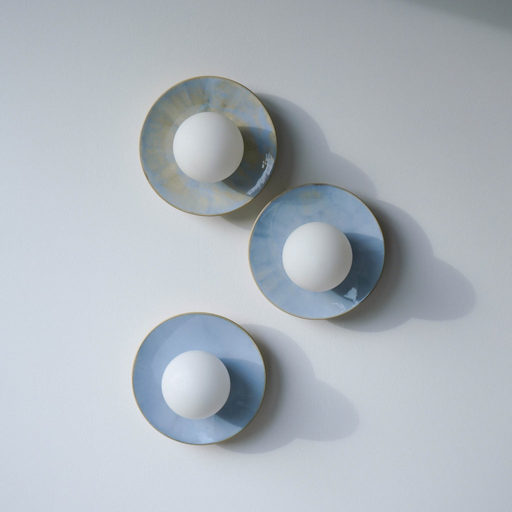 Light Blue Violet Ceramic Wall Lamp / Sconce