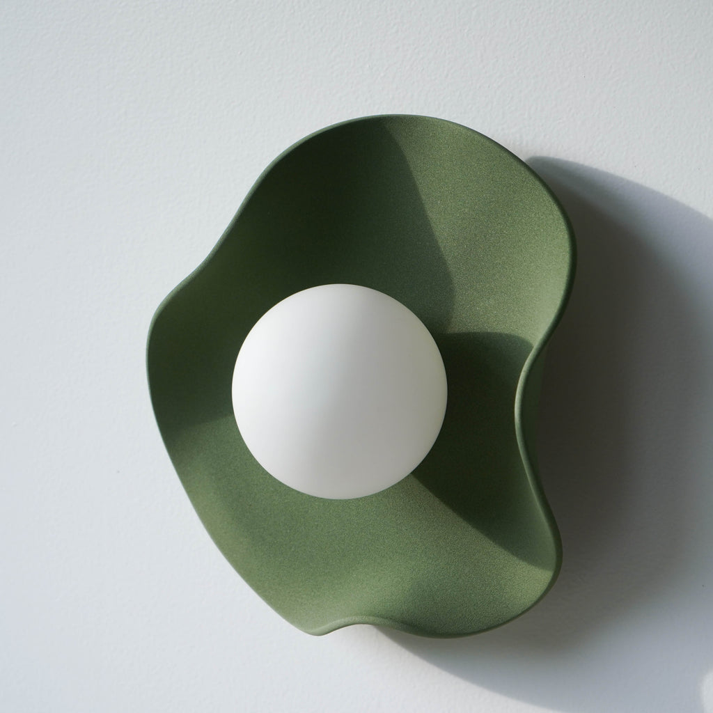Handmade Matte Green Ceramic Wall Light / Sconce