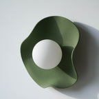 Handmade Matte Green Ceramic Wall Light / Sconce