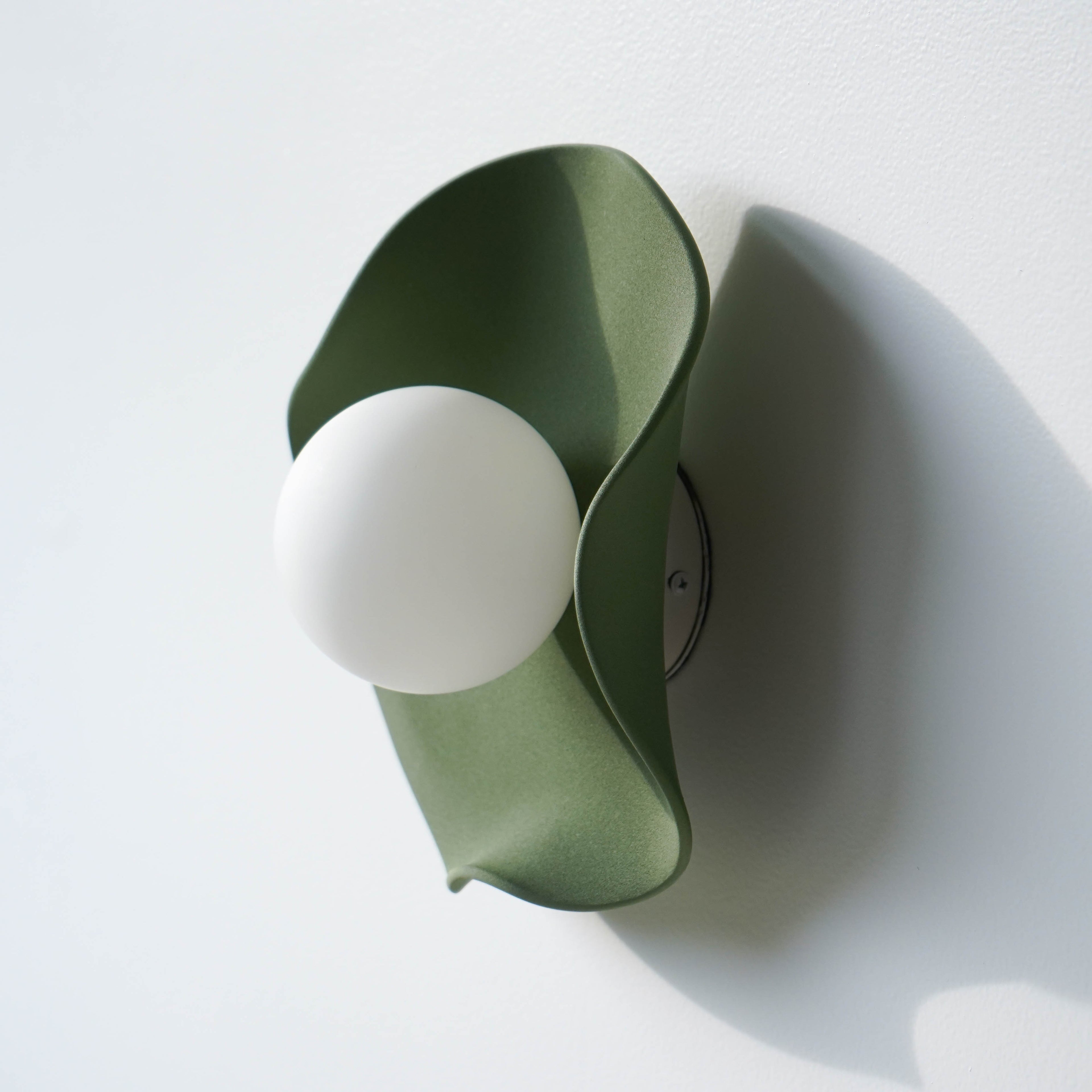 Handmade Matte Green Ceramic Wall Light / Sconce