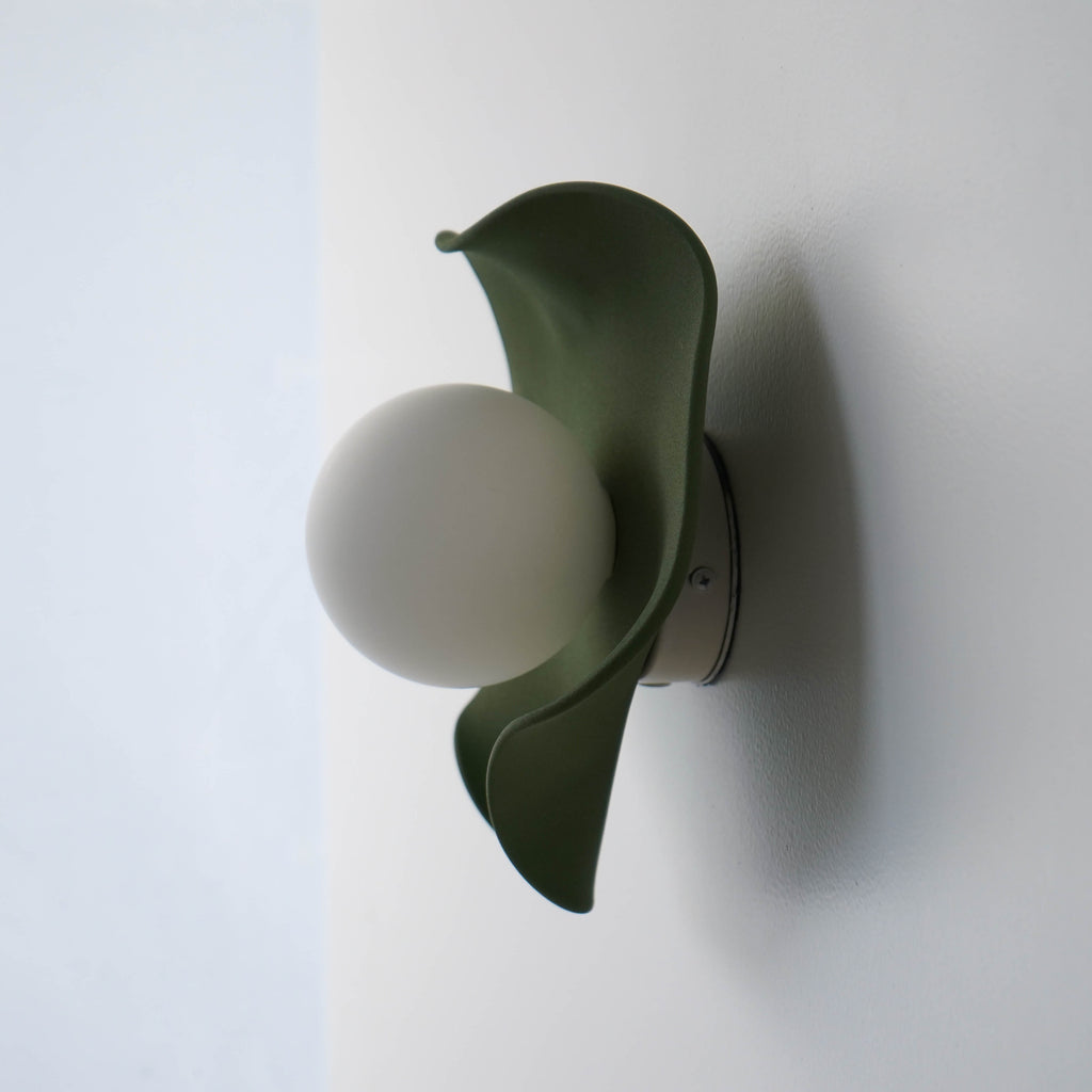 Handmade Matte Green Ceramic Wall Light / Sconce