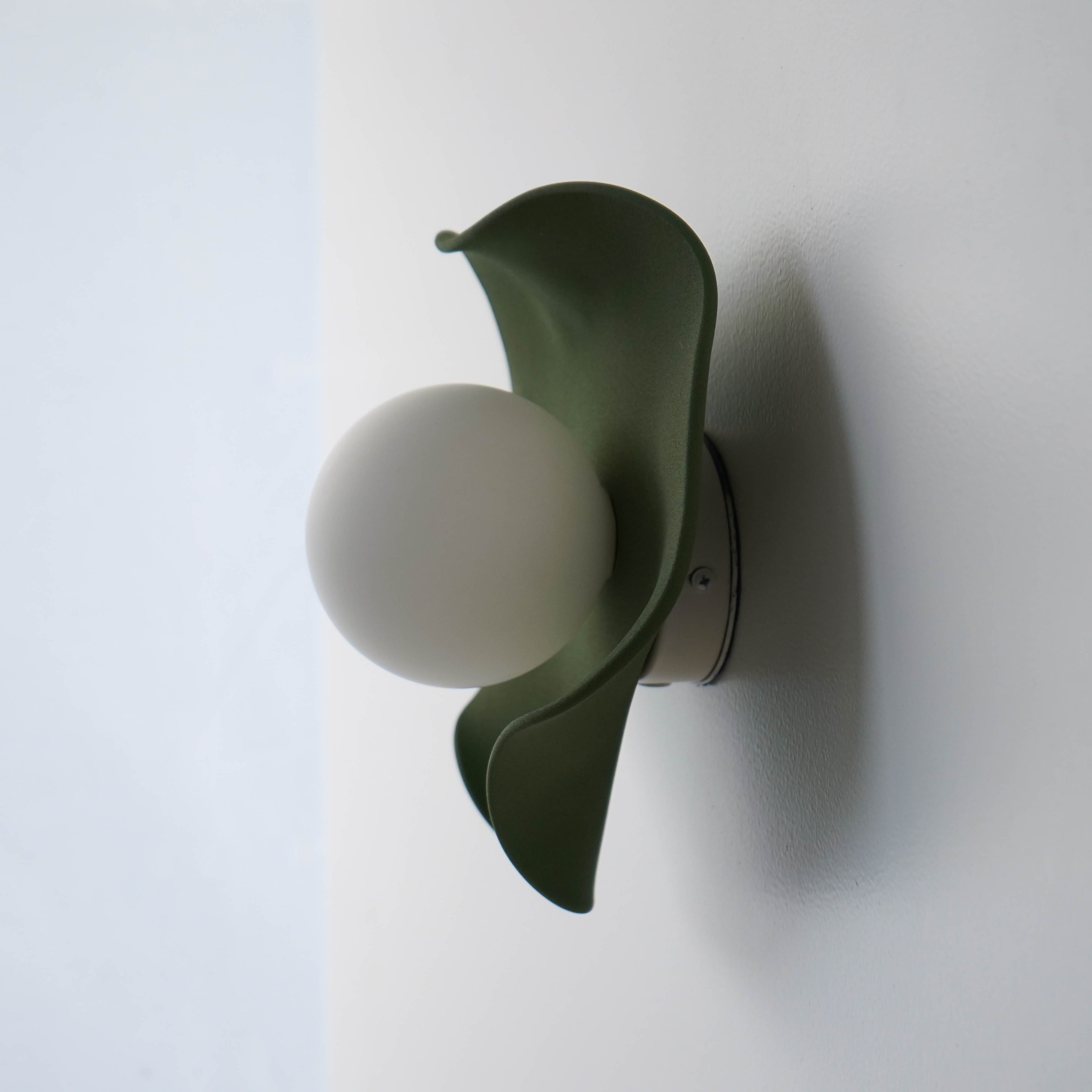 Handmade Matte Green Ceramic Wall Light / Sconce