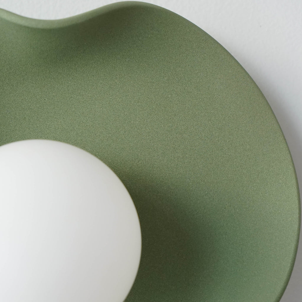 Handmade Matte Green Ceramic Wall Light / Sconce