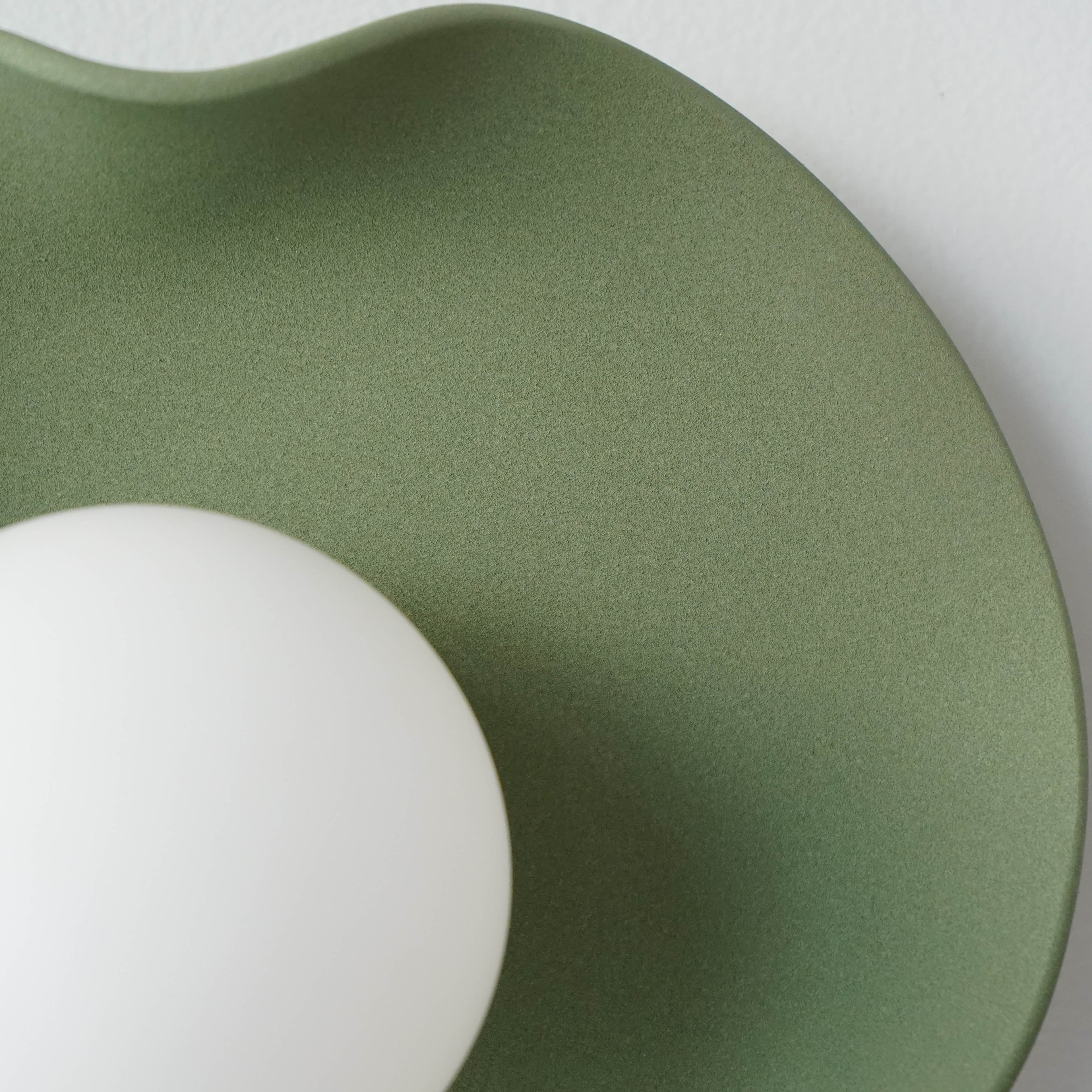 Handmade Matte Green Ceramic Wall Light / Sconce