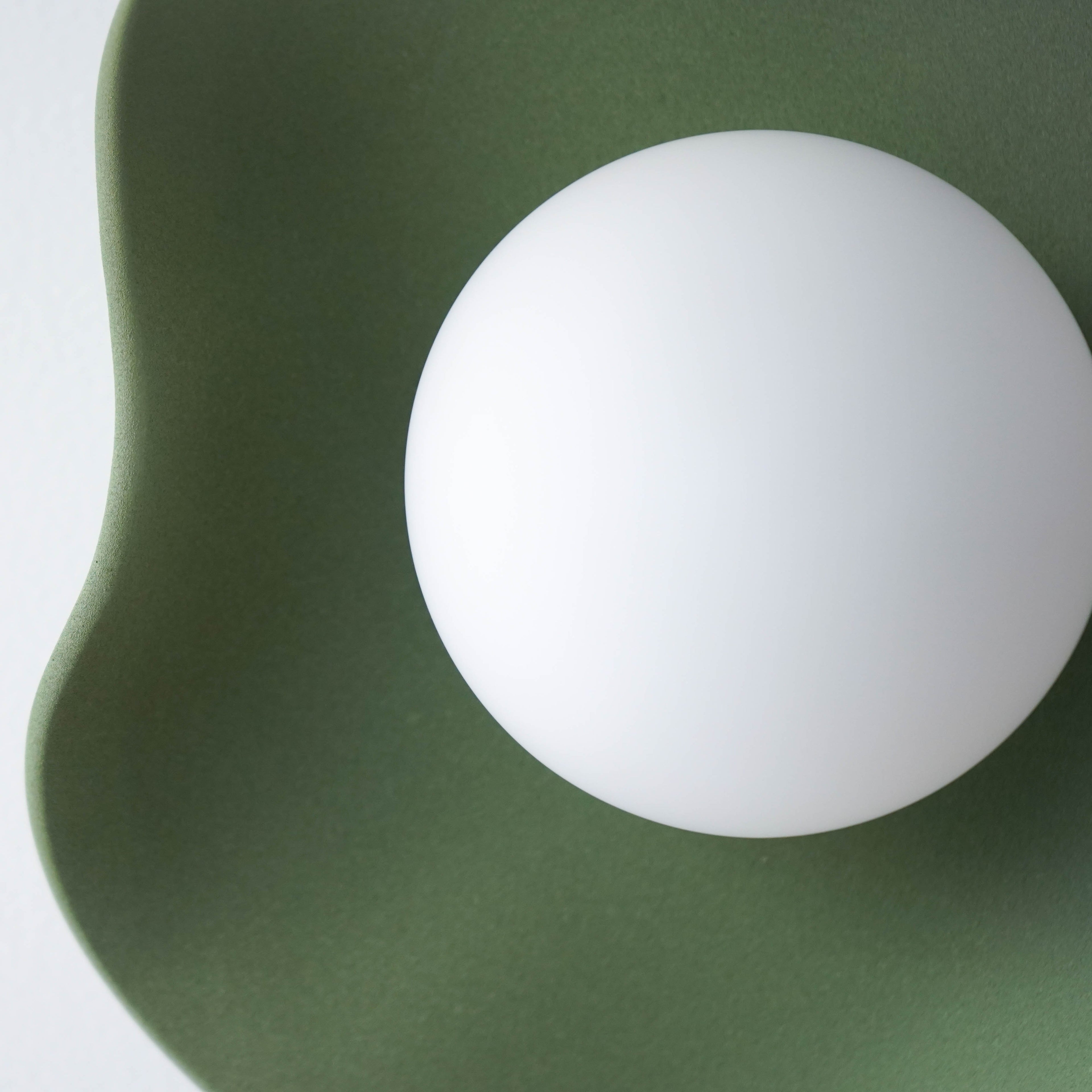 Handmade Matte Green Ceramic Wall Light / Sconce