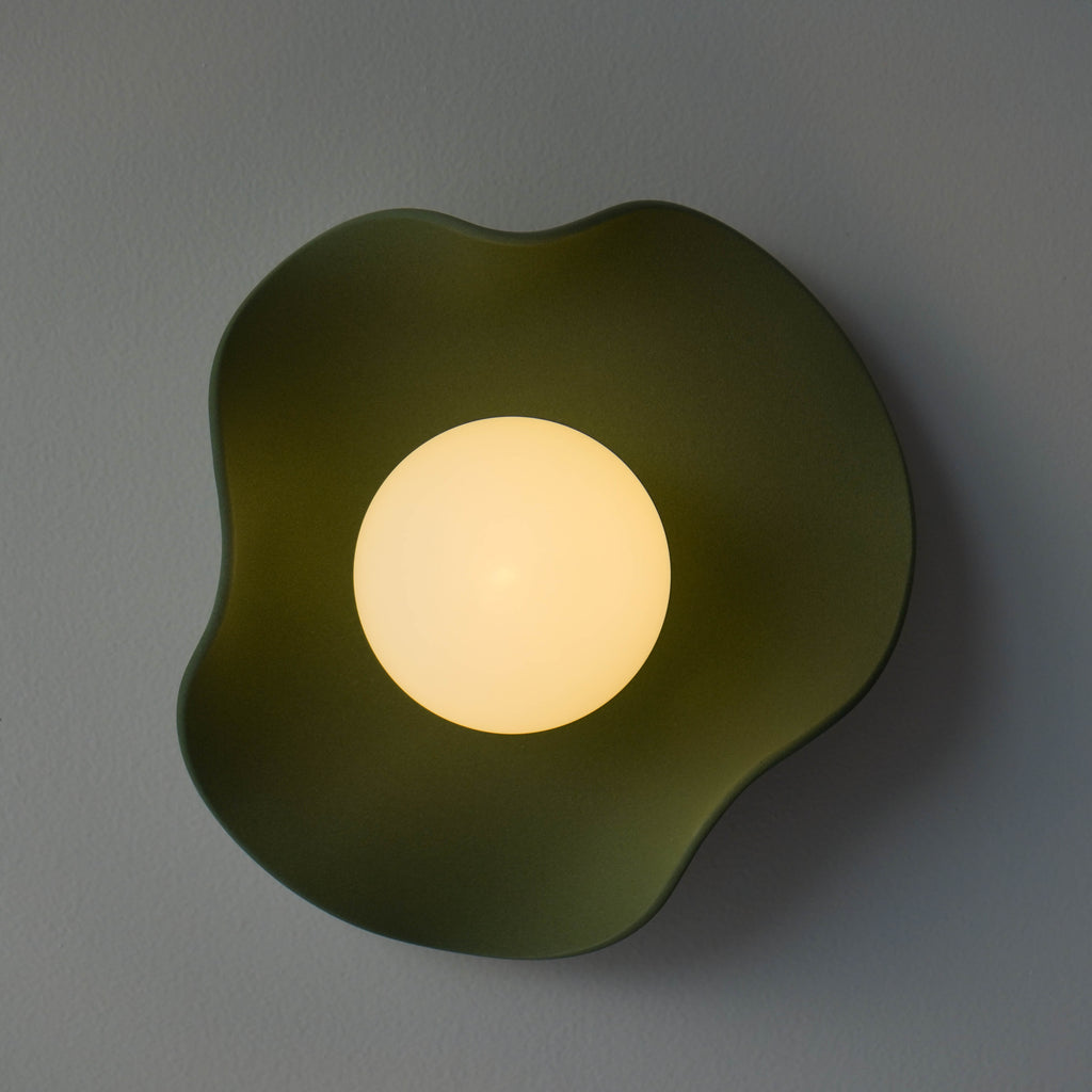 Handmade Matte Green Ceramic Wall Light / Sconce