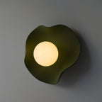 Handmade Matte Green Ceramic Wall Light / Sconce