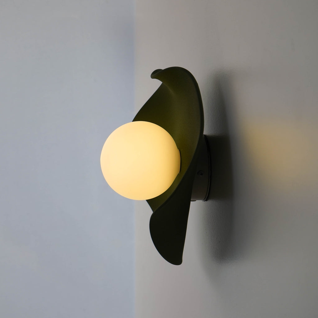 Handmade Matte Green Ceramic Wall Light / Sconce