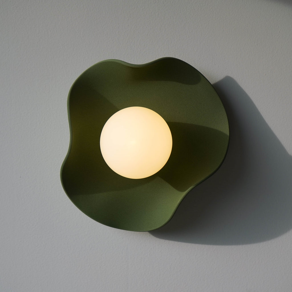Handmade Matte Green Ceramic Wall Light / Sconce