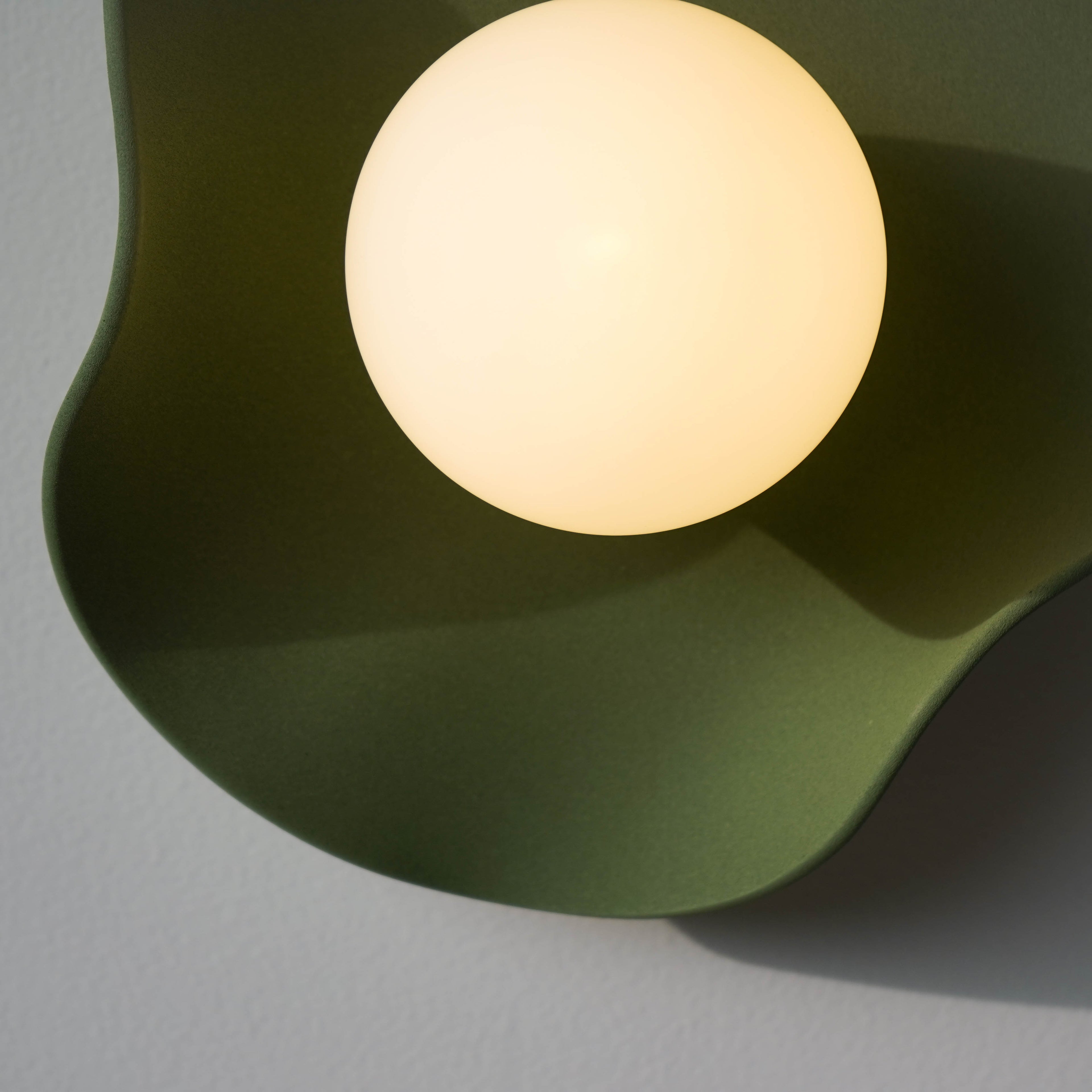 Handmade Matte Green Ceramic Wall Light / Sconce