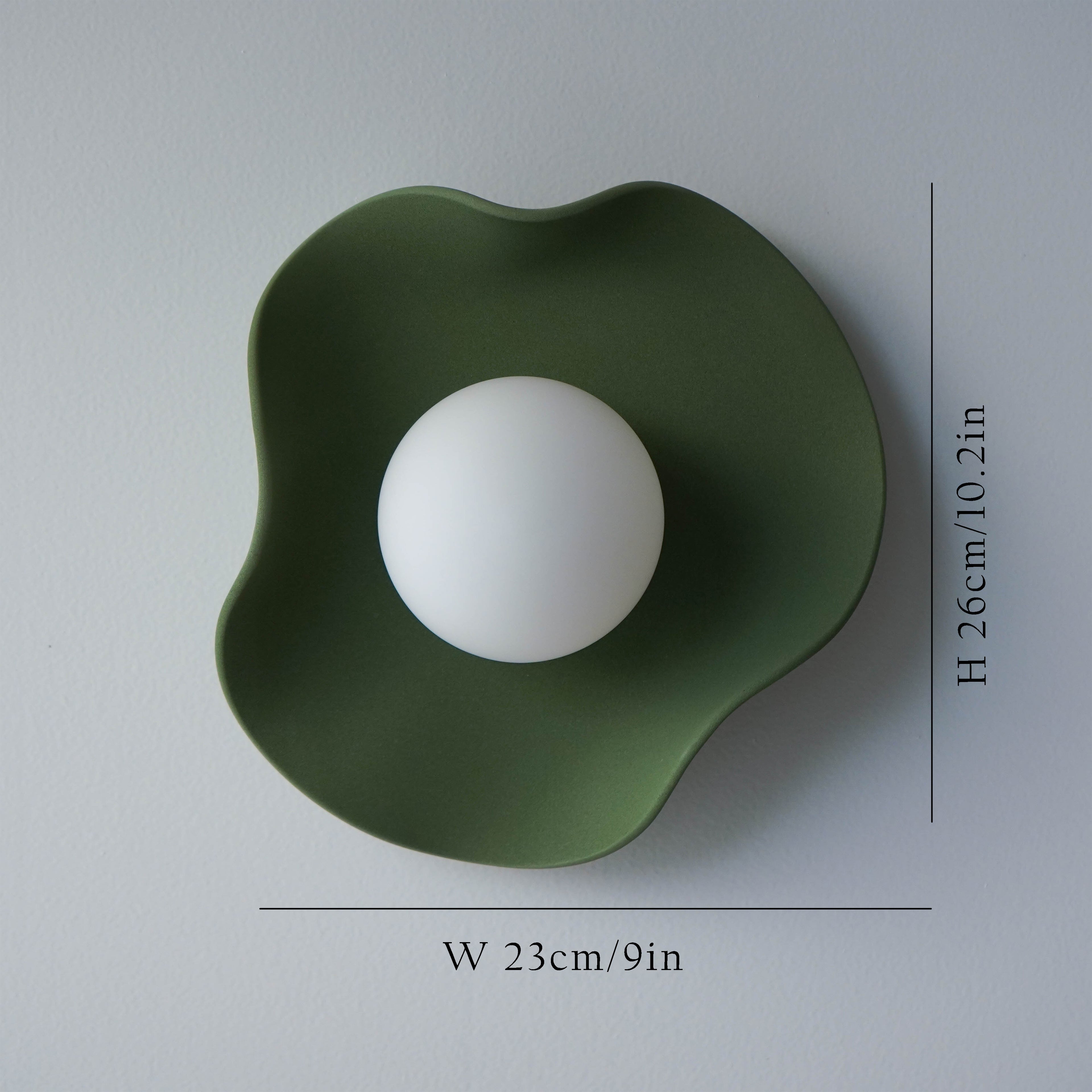 Handmade Matte Green Ceramic Wall Light / Sconce