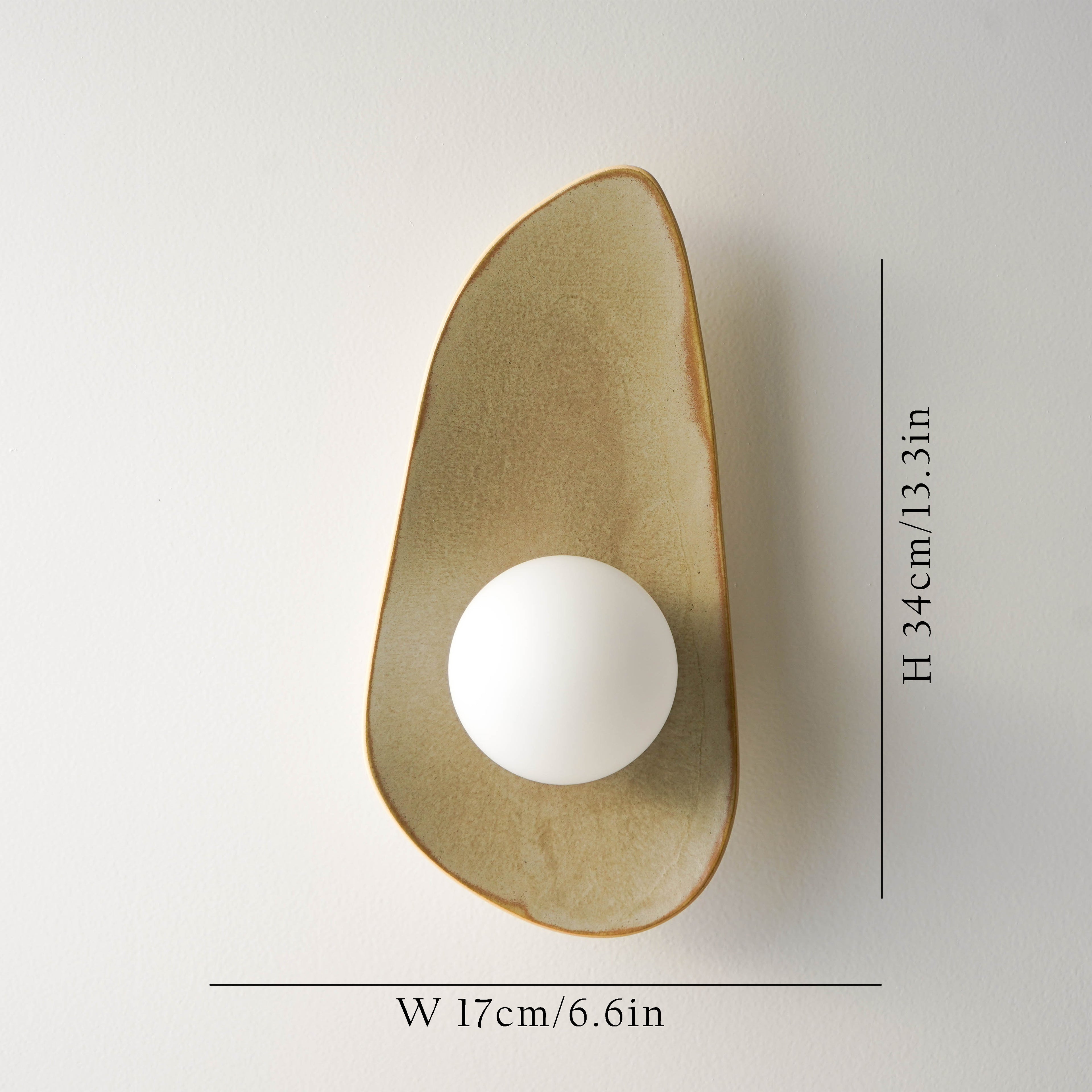 Handmade Chaki Green Ceramic Wall Lamp / Sconce