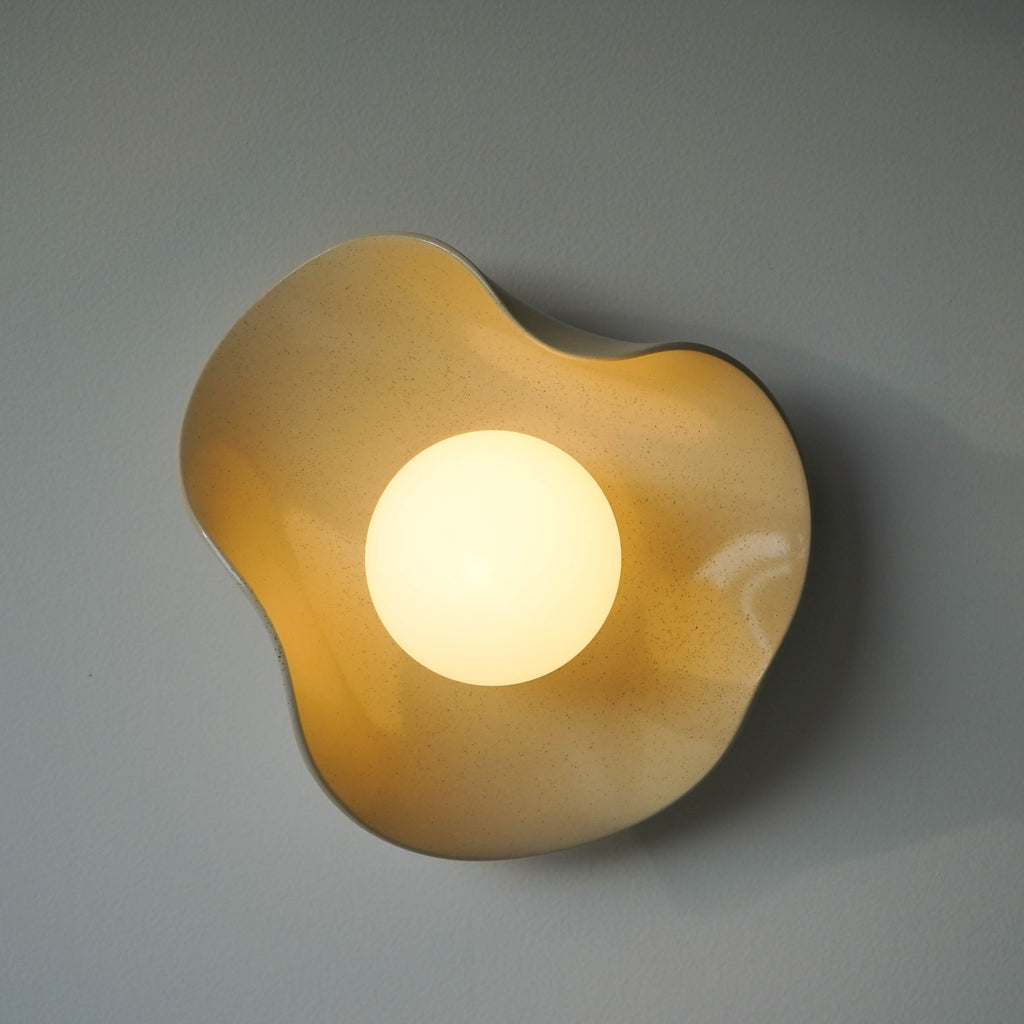 Handmade Creamy Ceramic Wall Light / Sconce
