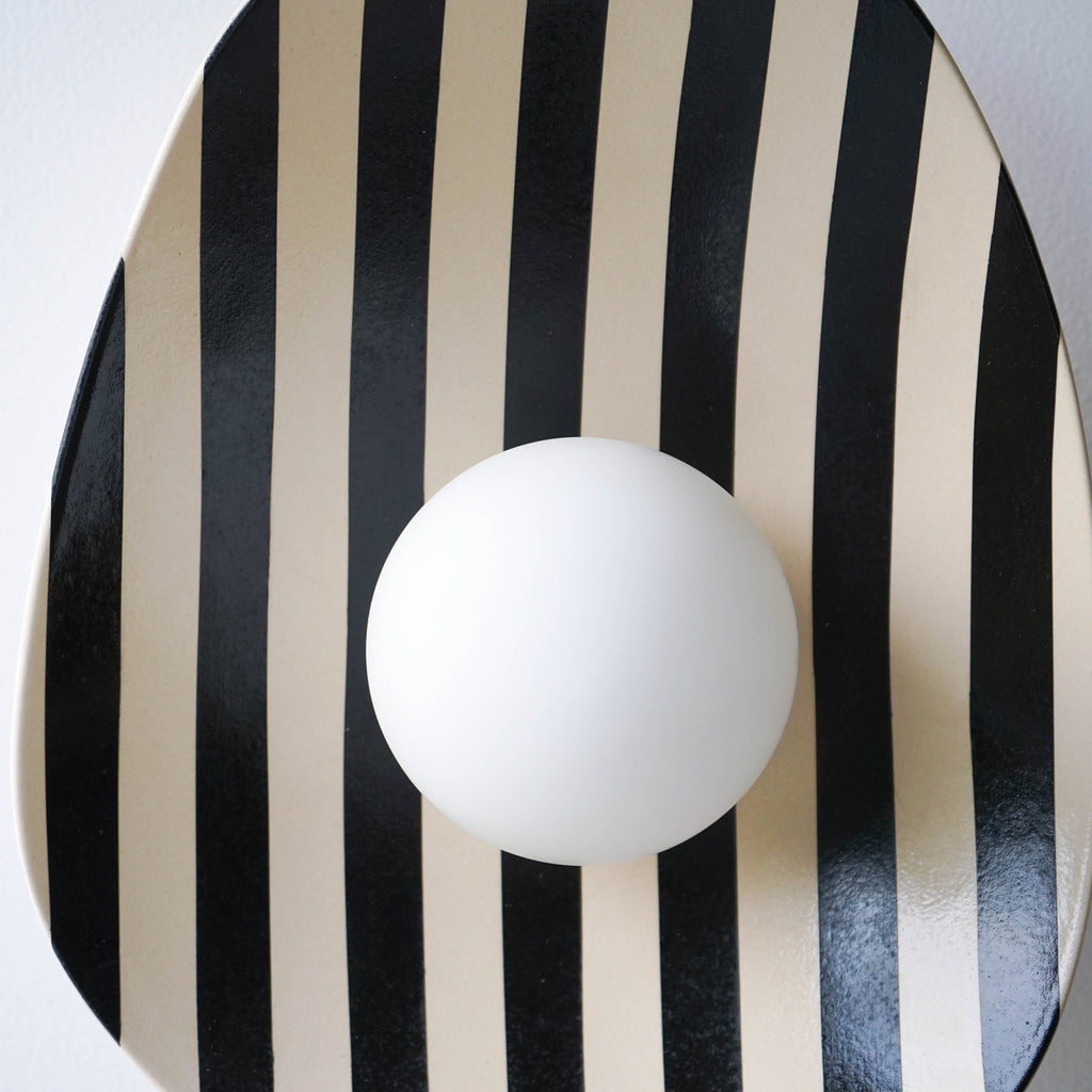 Black and White Striped Ceramic Wall Light / Sconce