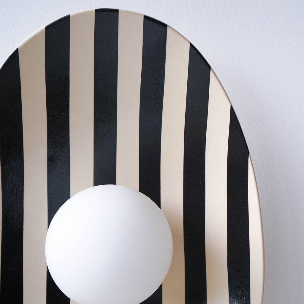 Black and White Striped Ceramic Wall Light / Sconce